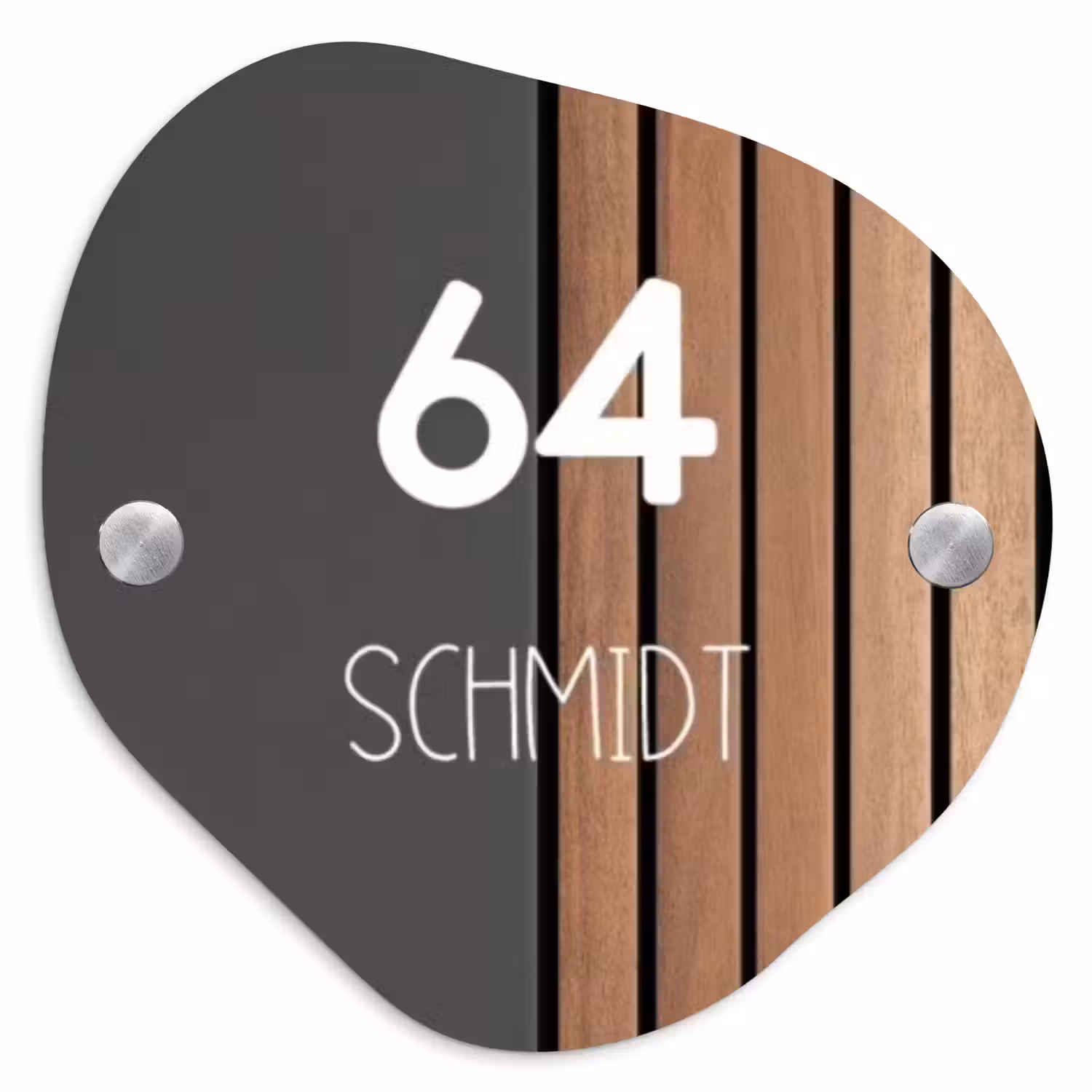 Hout en antraciet - Modern Naambord Organisch middel -3d