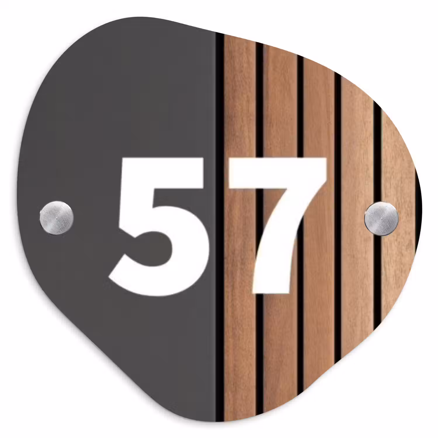 Hout en antraciet - Traditioneel Naambord Organisch middel -3d