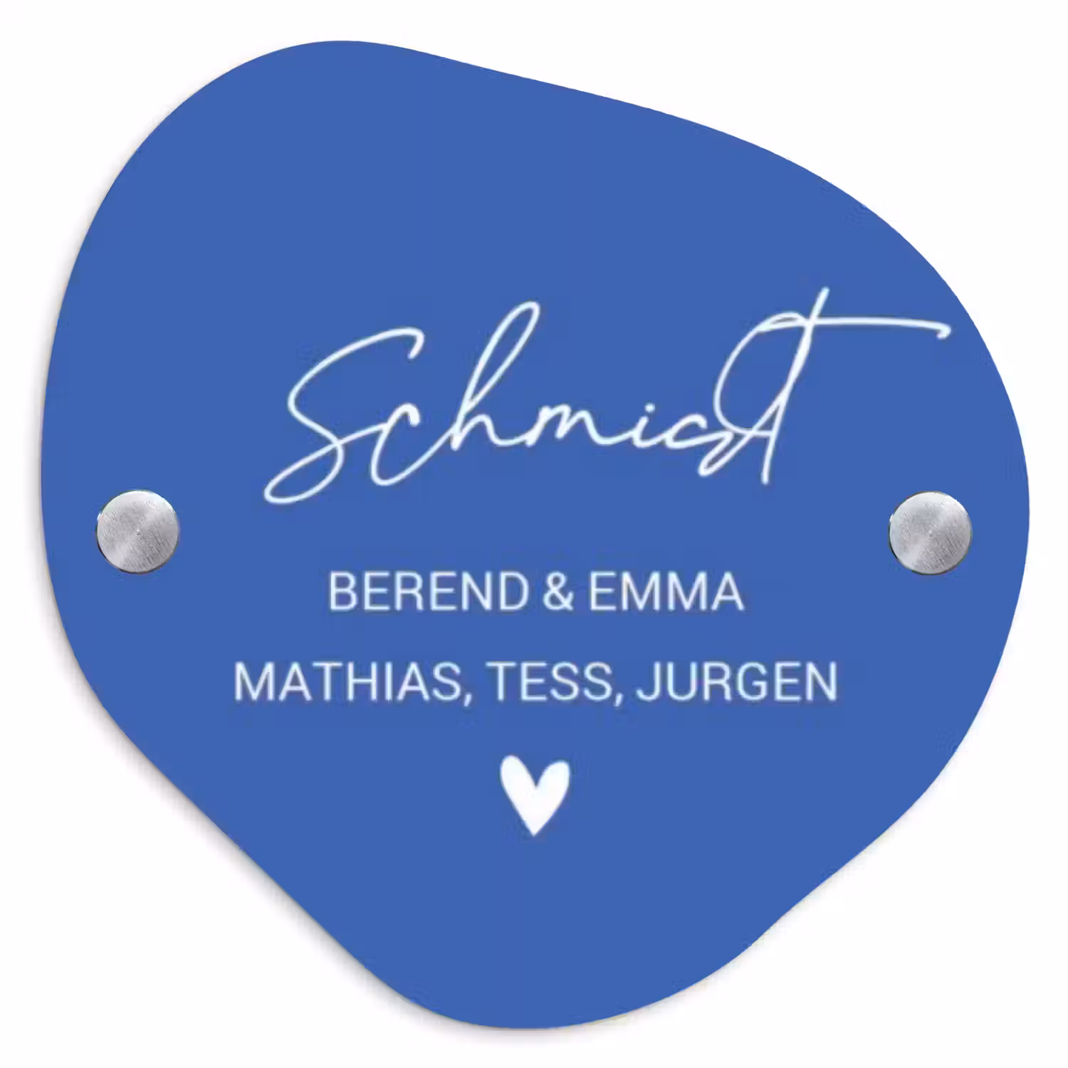 Kobaltblauw - Sierlijk Naambord Organisch middel -3d