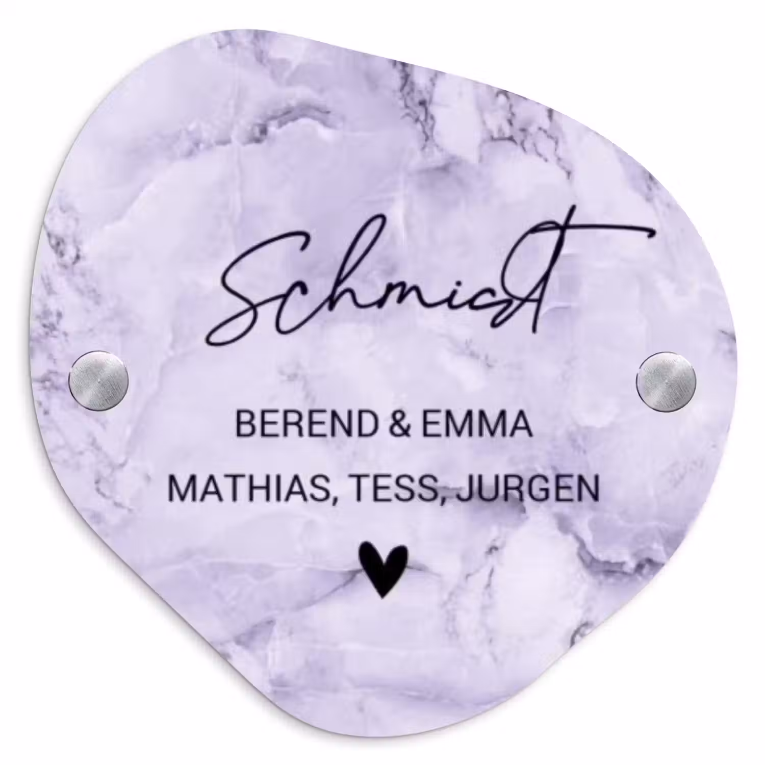 Paars marmer - Sierlijk Naambord Organisch middel -3d