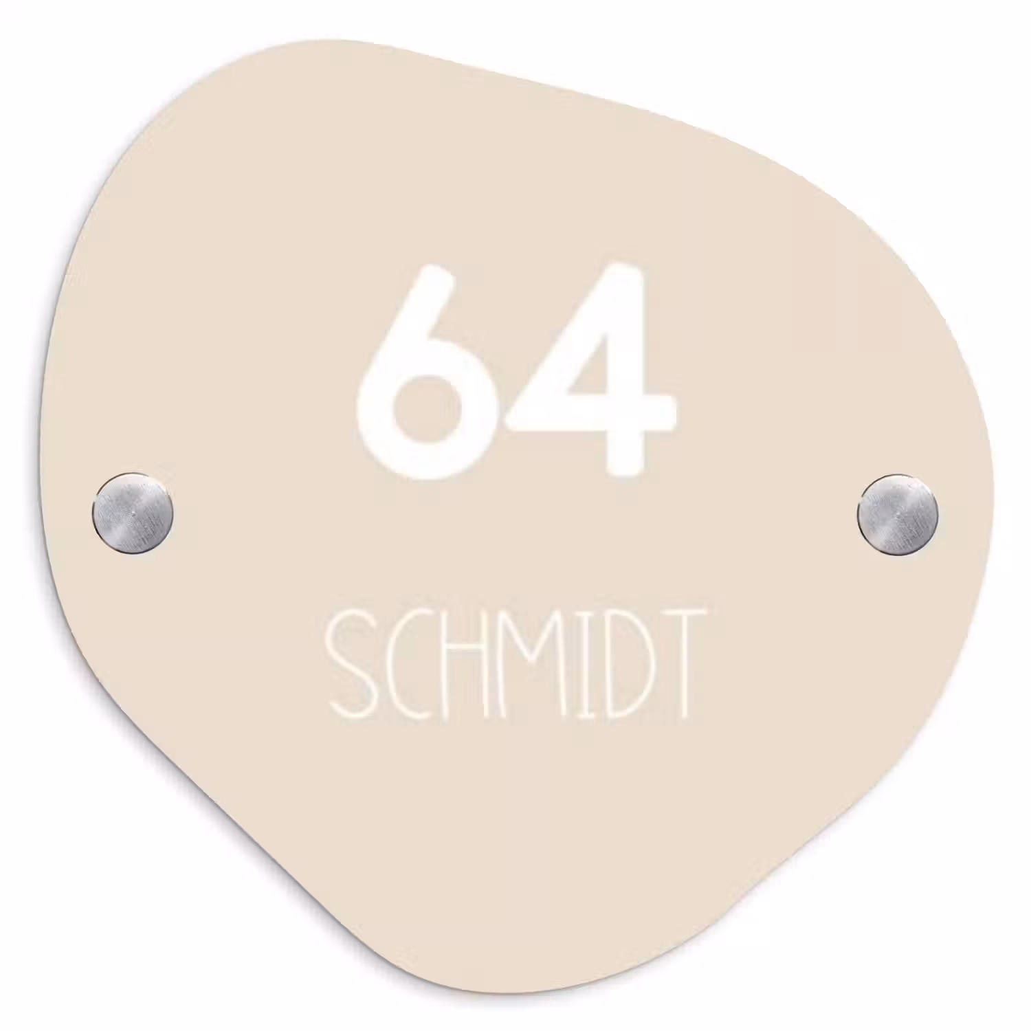 Effen - Beige - Modern Naambord Organisch middel -3d