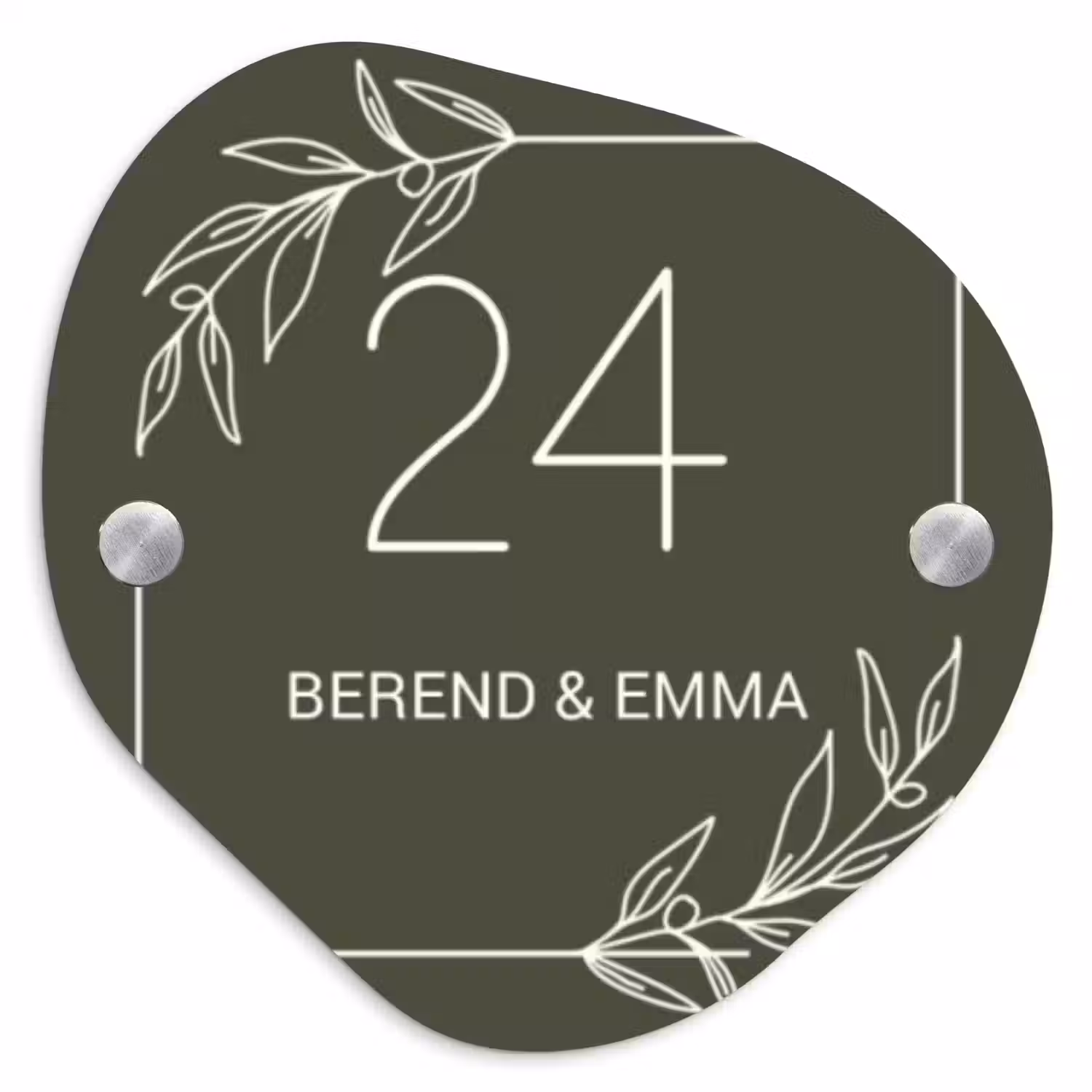 Olijfgroen - Klassiek Naambord Organisch middel -3d