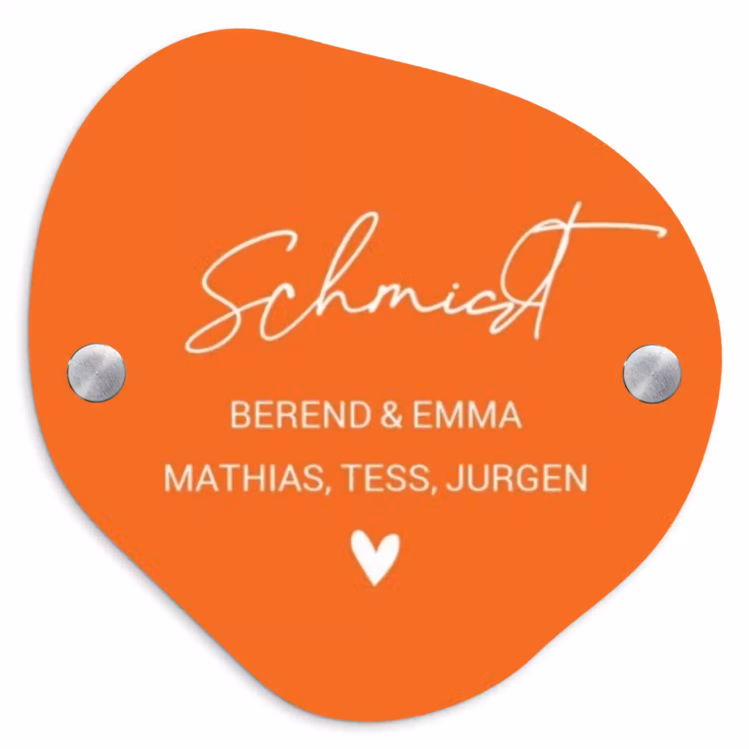 Oranje - Sierlijk Naambord Organisch middel -3d