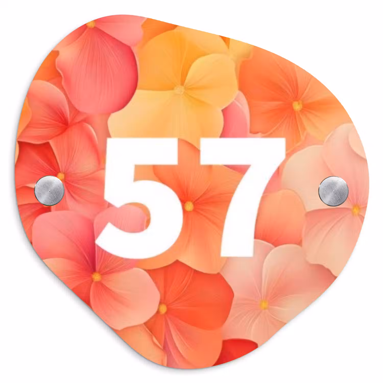 Oranje bloemenmix - Traditioneel Naambord Organisch middel -3d