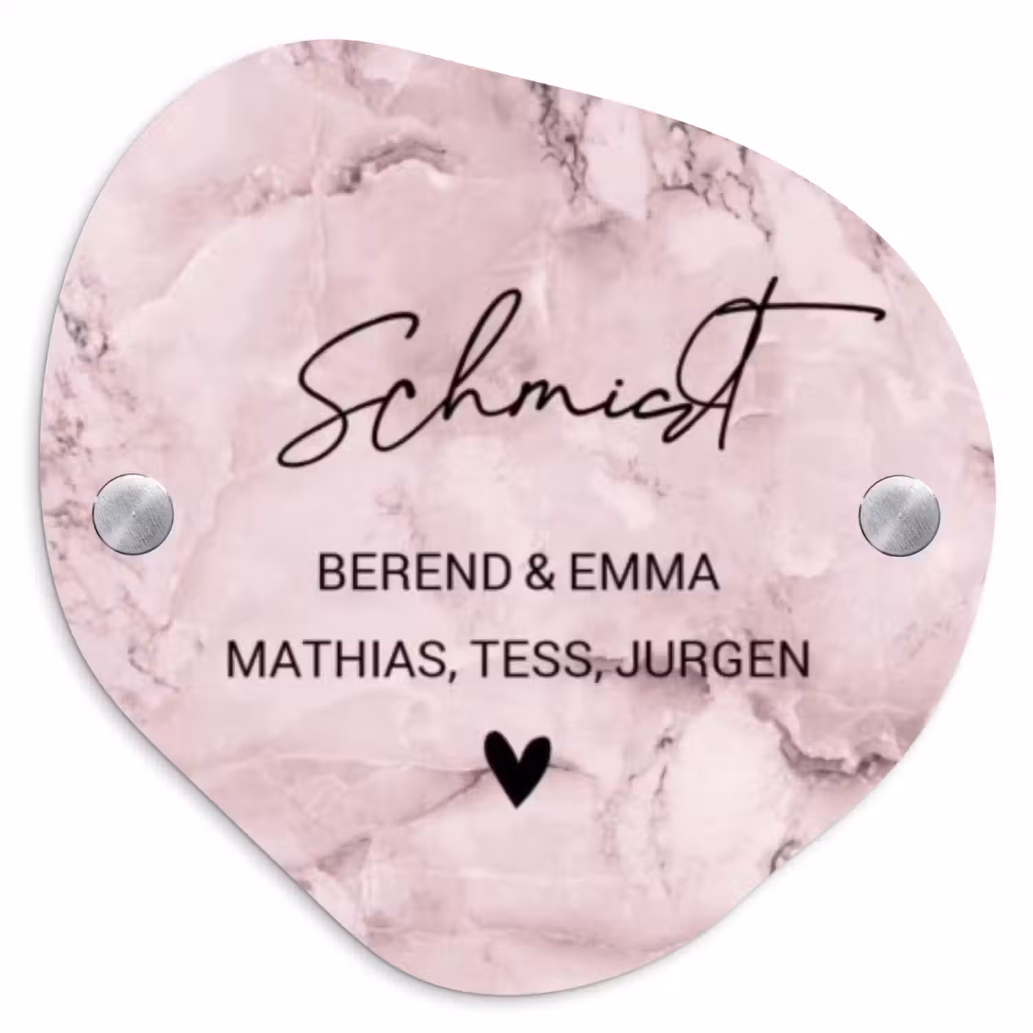 Roze marmer - Sierlijk Naambord Organisch middel -3d
