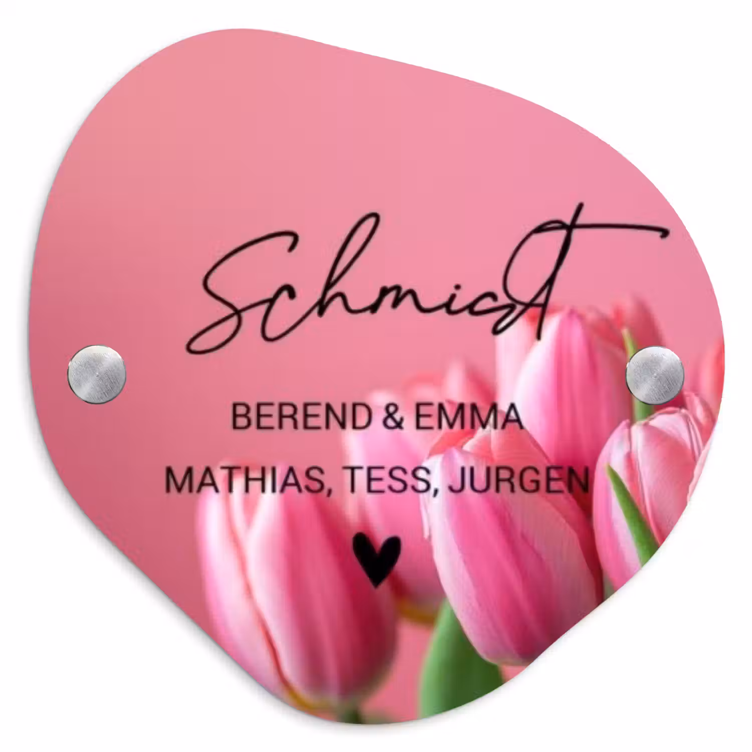 Roze tulpen - Sierlijk Naambord Organisch middel -3d