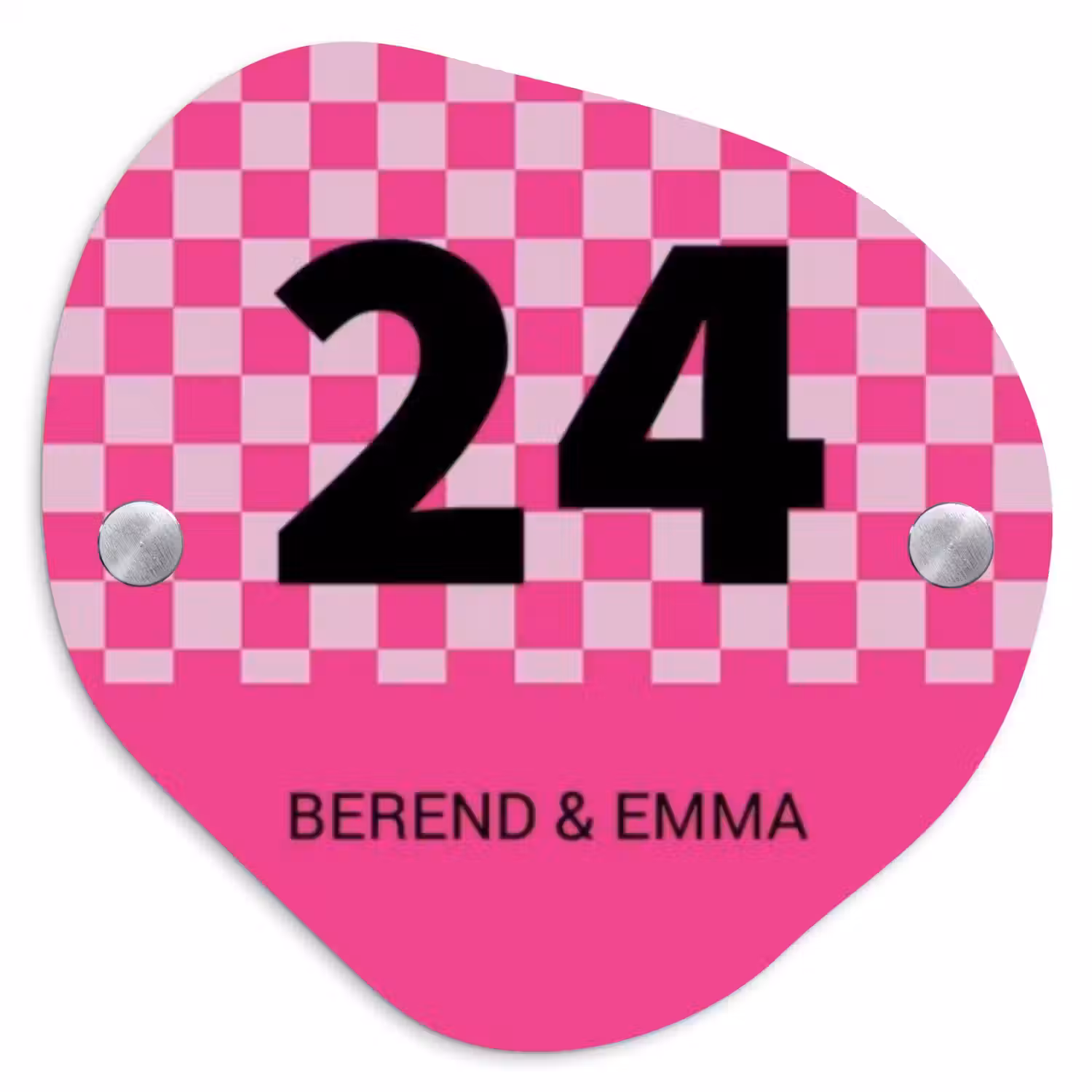 Roze - Blokjes - Klassiek Naambord Organisch middel -3d