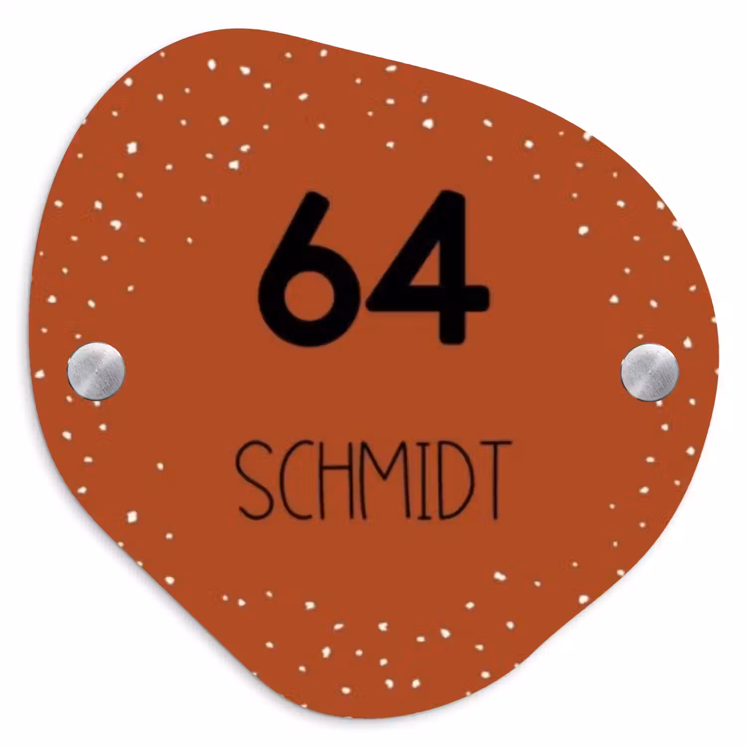 Roestbruin met stippen - Modern Naambord Organisch middel -3d