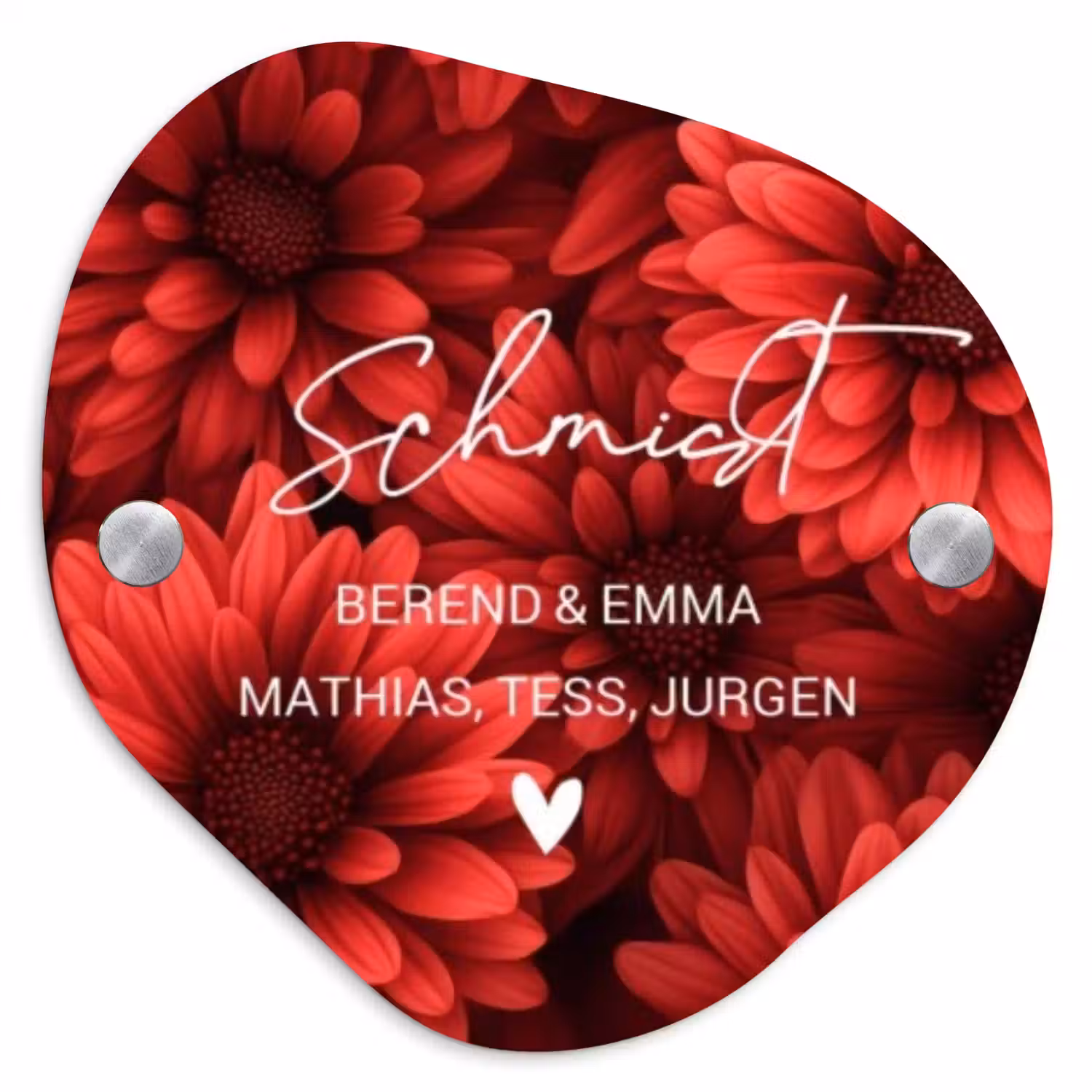 Rode bloemen - Sierlijk Naambord Organisch middel -3d