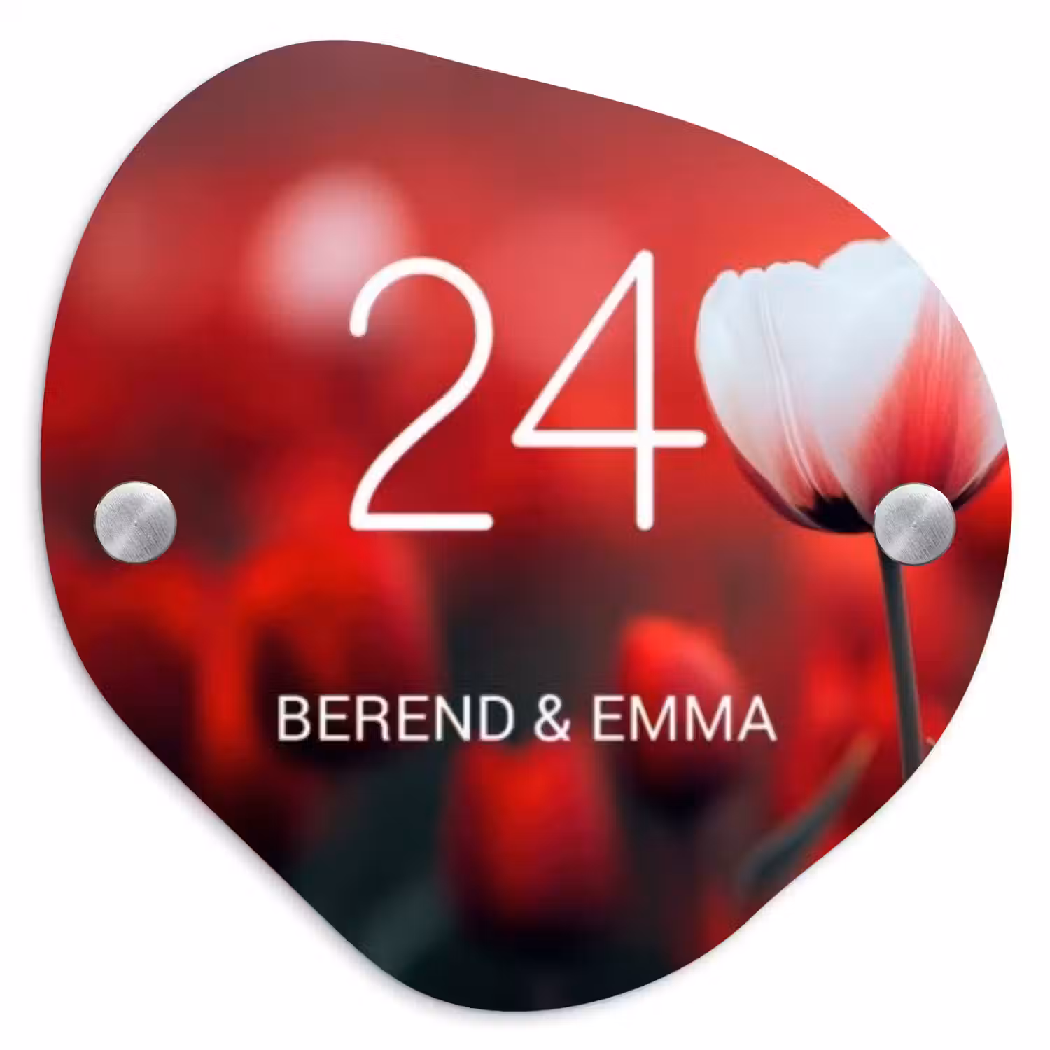 Rode tulpen - Klassiek Naambord Organisch middel -3d