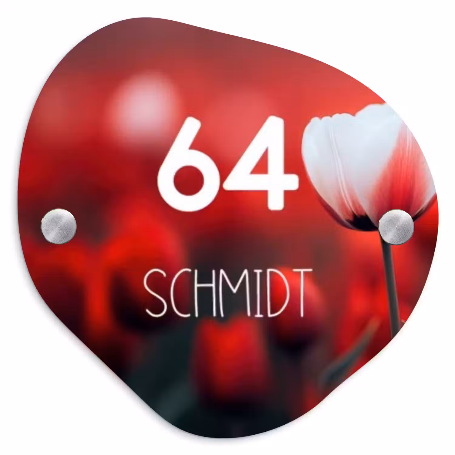 Rode tulpen - Modern Naambord Organisch middel -3d