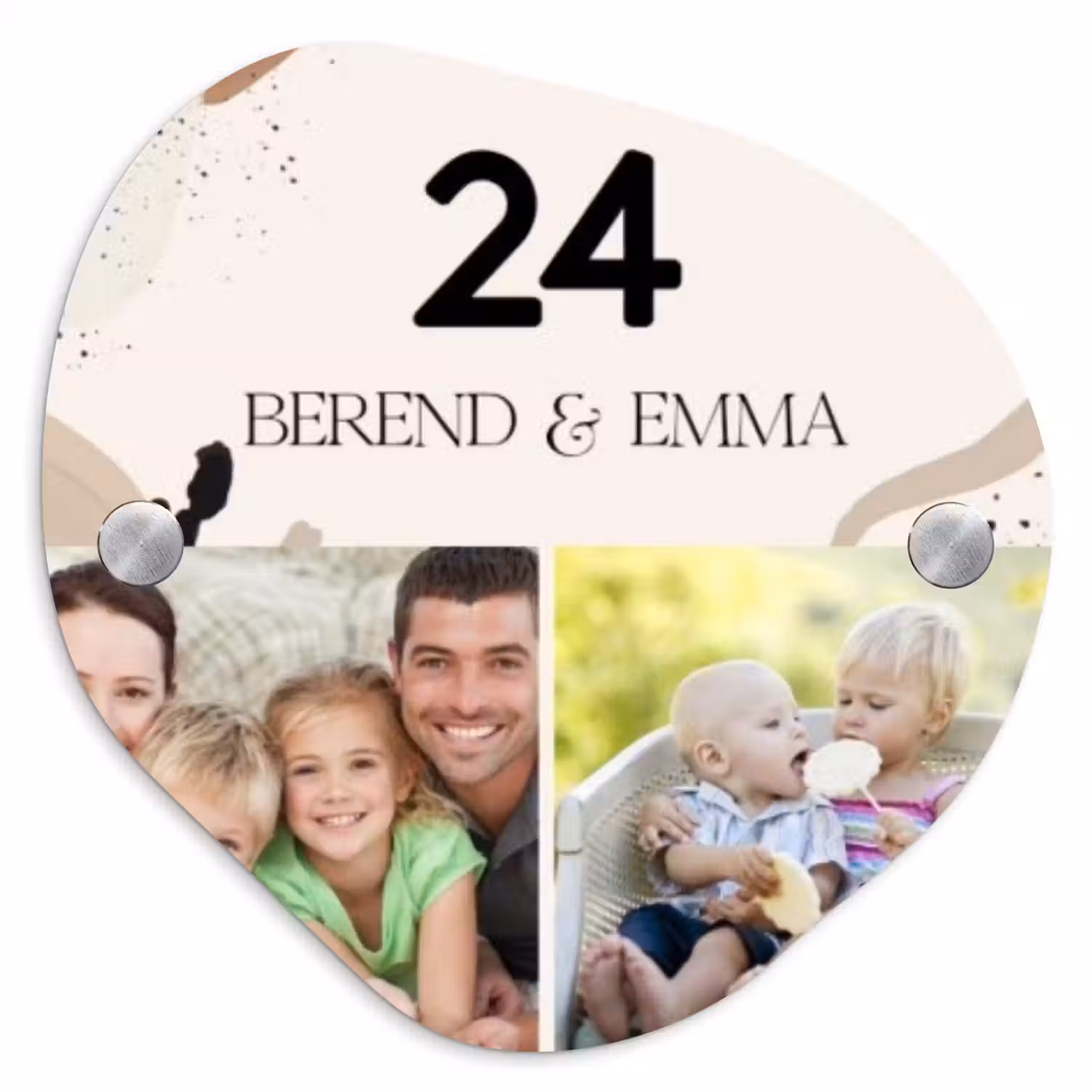 Zachte tinten met foto's - Klassiek Naambord Organisch middel -3d
