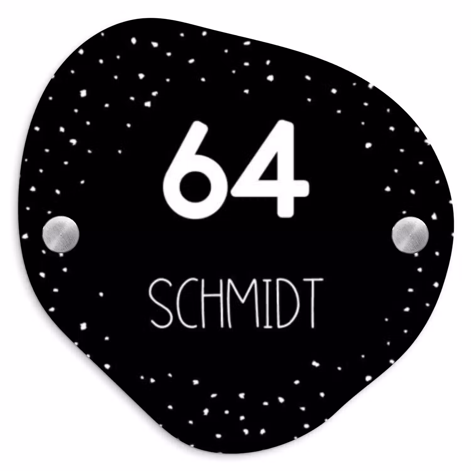 Zwart met stippen - Modern Naambord Organisch middel -3d