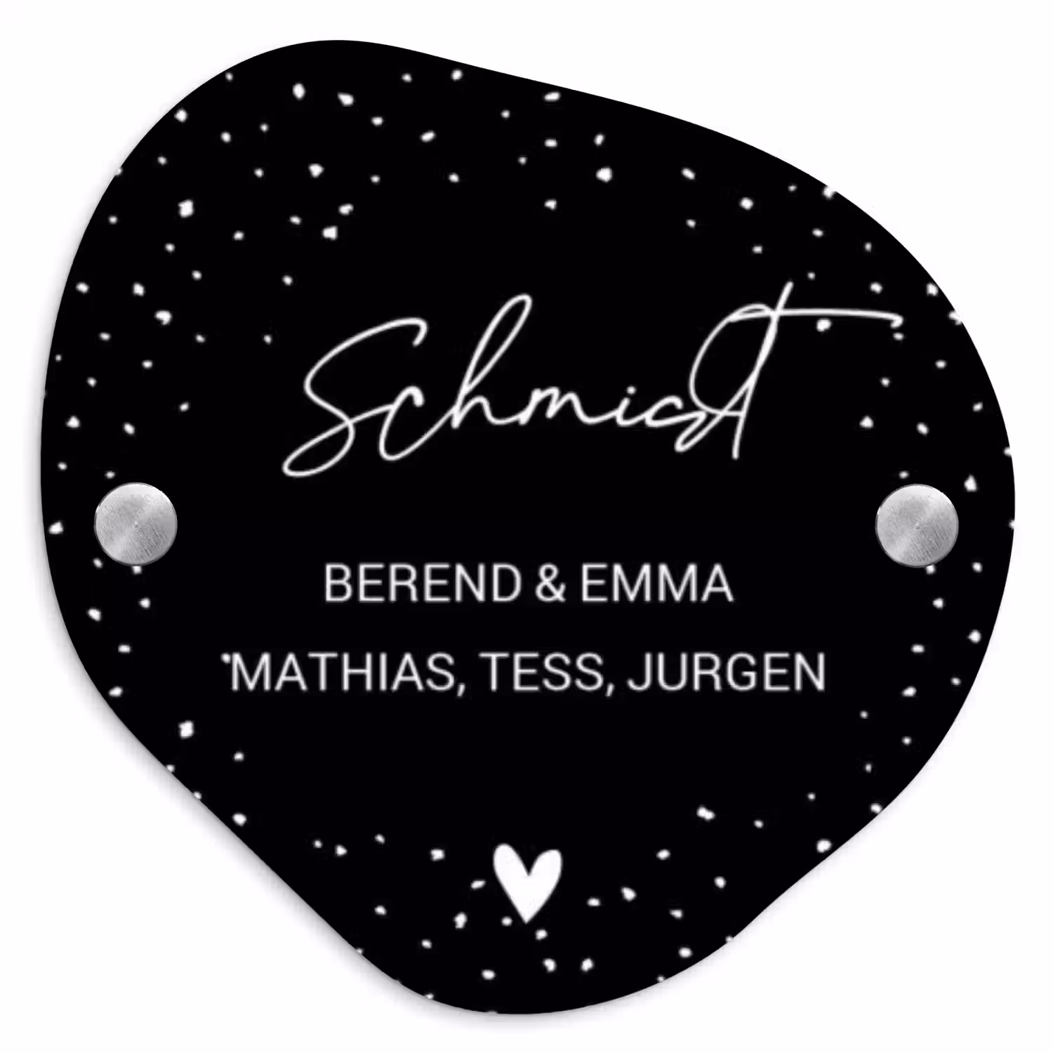 Zwart met stippen - Sierlijk Naambord Organisch middel -3d