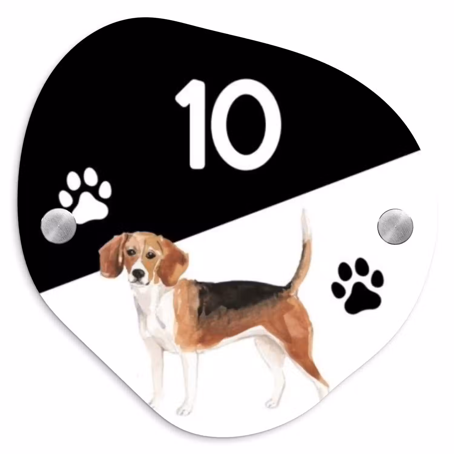 Zwart wit - Huisdier - Beagle Naambord Organisch middel -3d