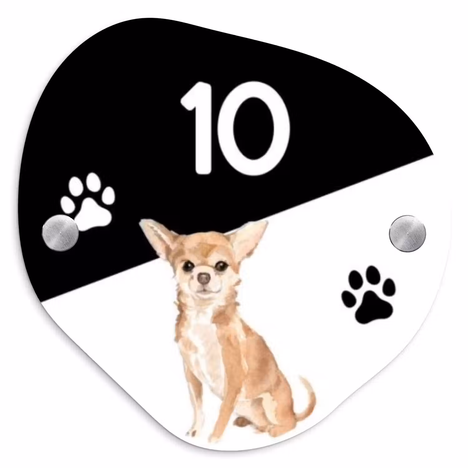 Zwart wit - Huisdier - Chihuahua Naambord Organisch middel -3d