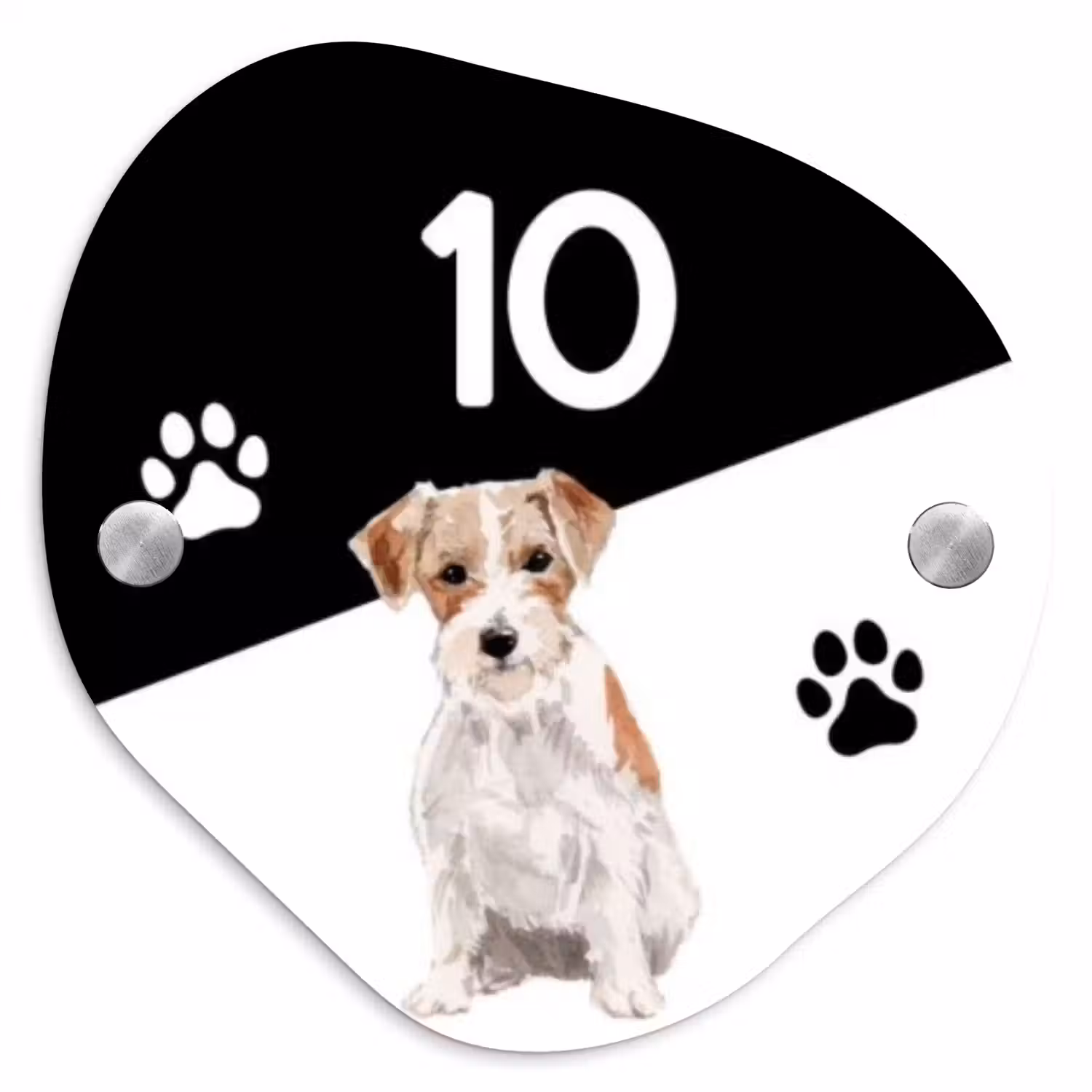 Zwart wit - Huisdier - Jack Russel Naambord Organisch middel -3d