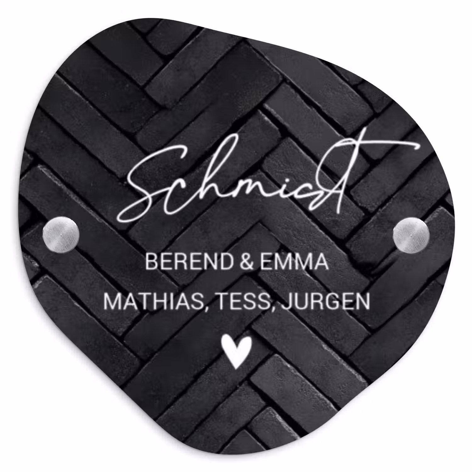 Zwarte tegels - Sierlijk Naambord Organisch middel -3d