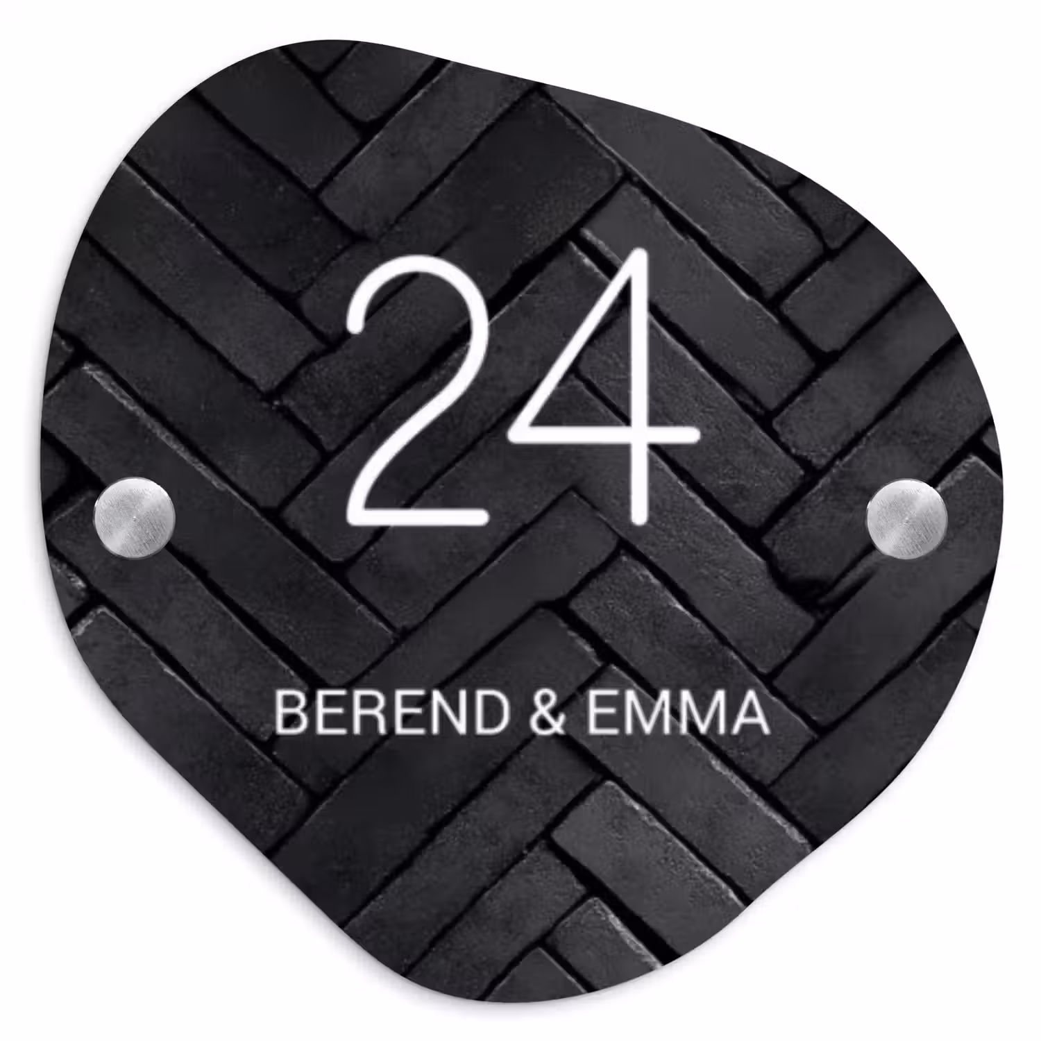 Zwarte tegels - Klassiek Naambord Organisch middel -3d