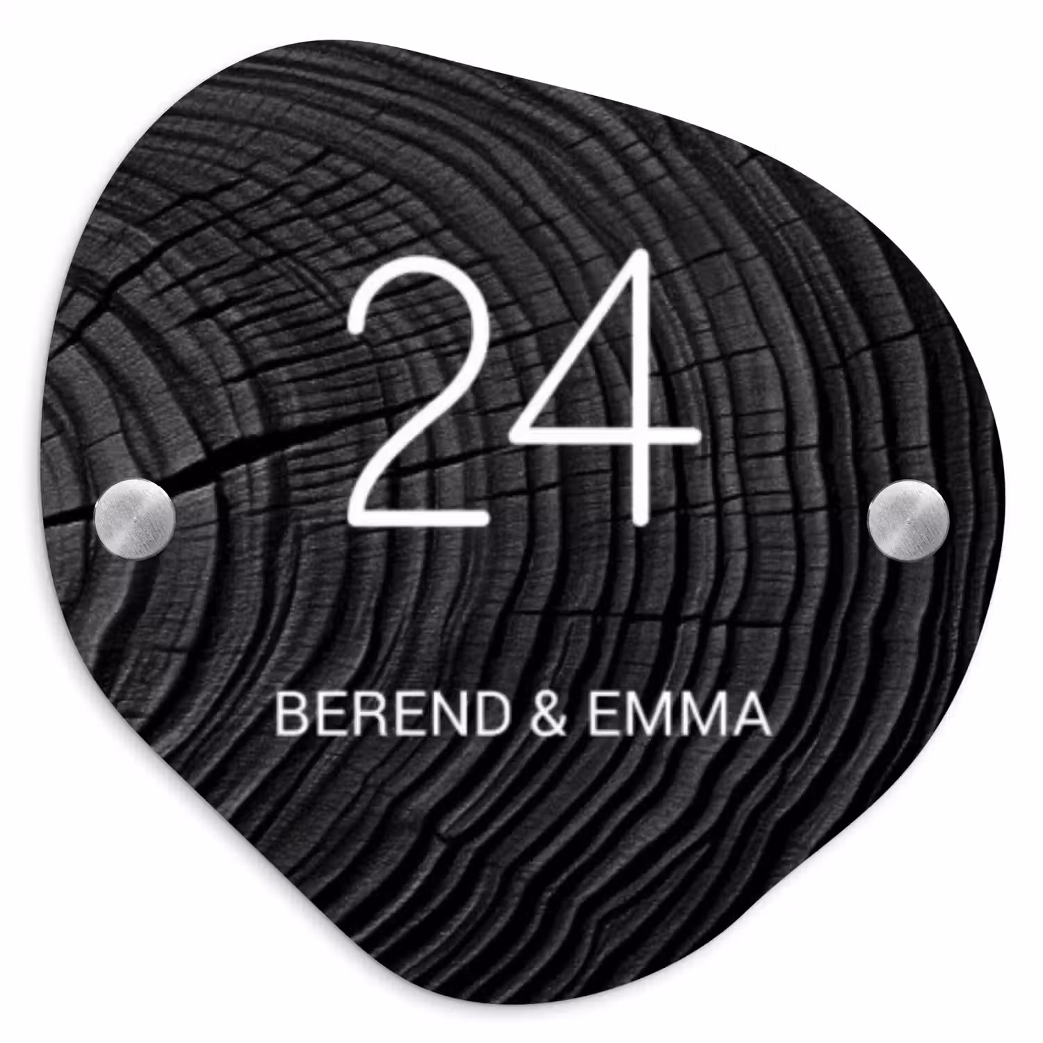 Zwarte houten nerf - Klassiek Naambord Organisch middel -3d
