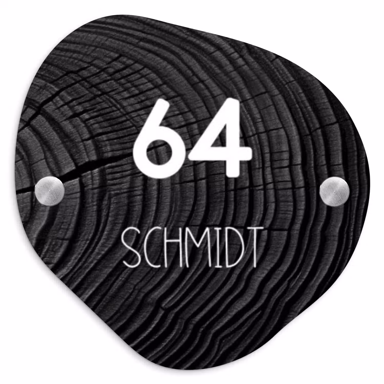 Zwarte houten nerf - Modern Naambord Organisch middel -3d