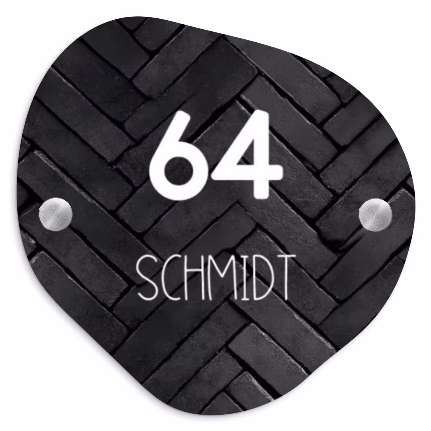 Zwarte stenen - Modern Naambord Organisch middel -3d