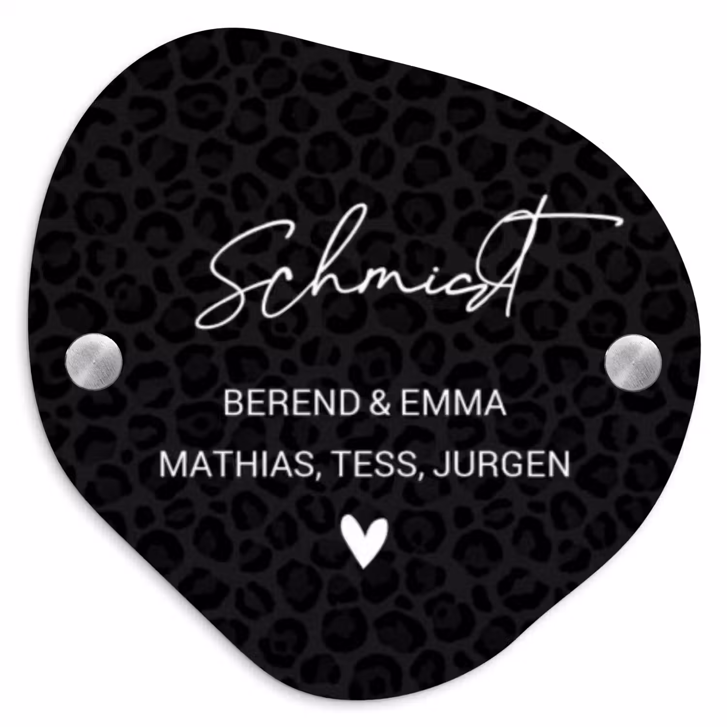 Zwart panterprint - Sierlijk Naambord Organisch middel -3d