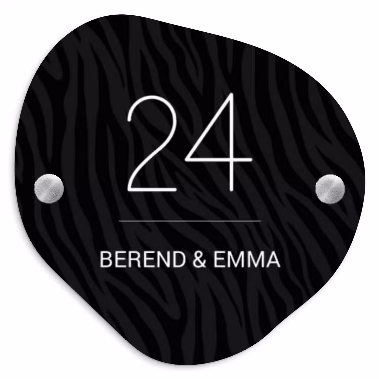 Zwart zebraprint - Klassiek Naambord Organisch middel -3d