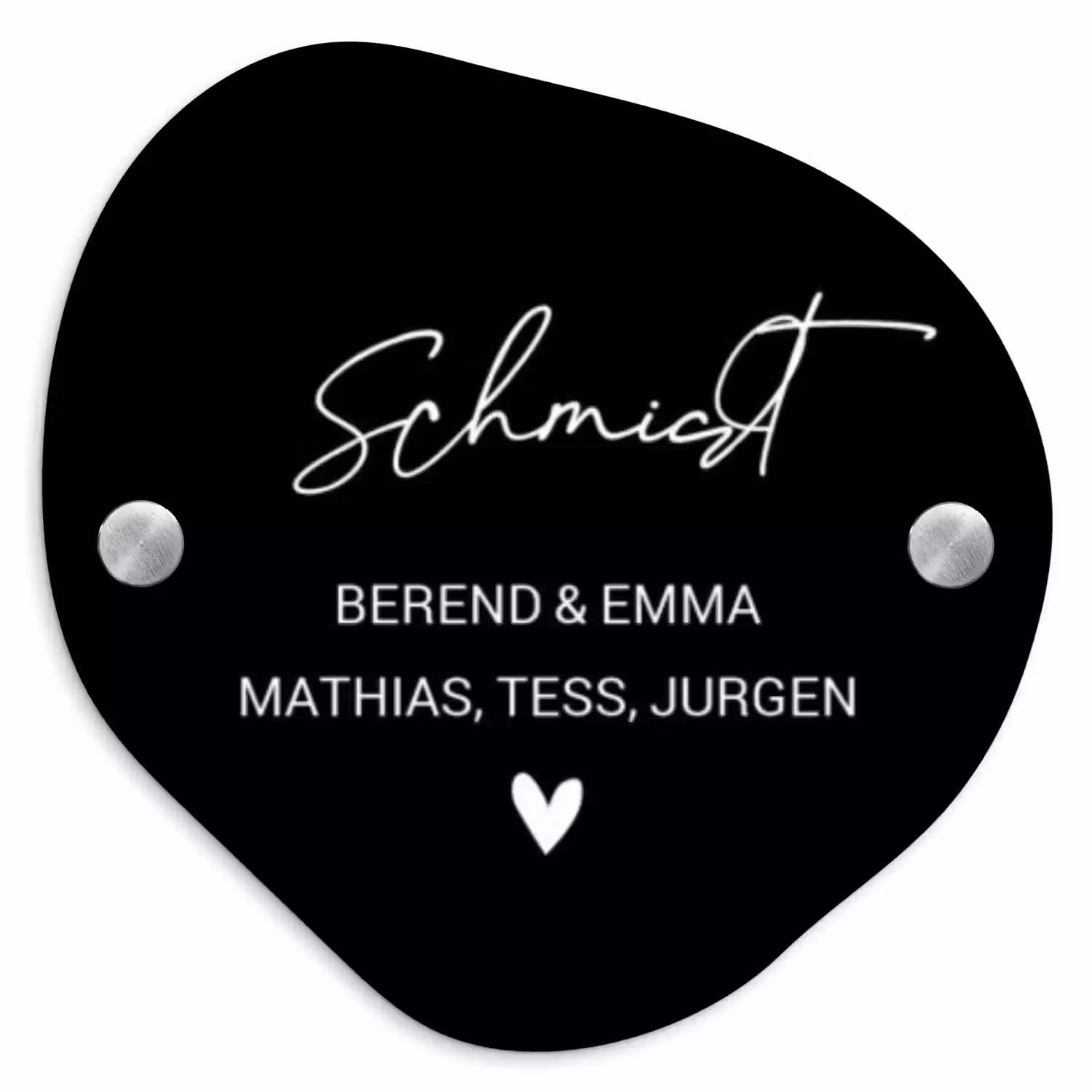 Zwart vlak - Sierlijk Naambord Organisch middel -3d