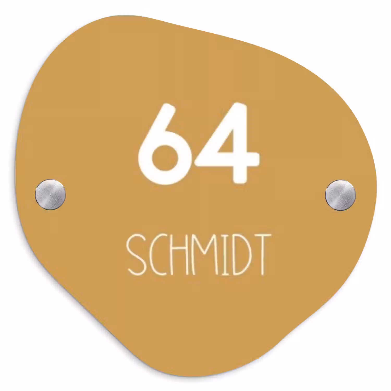 Mosterdgeel - Modern Naambord Organisch middel -3d