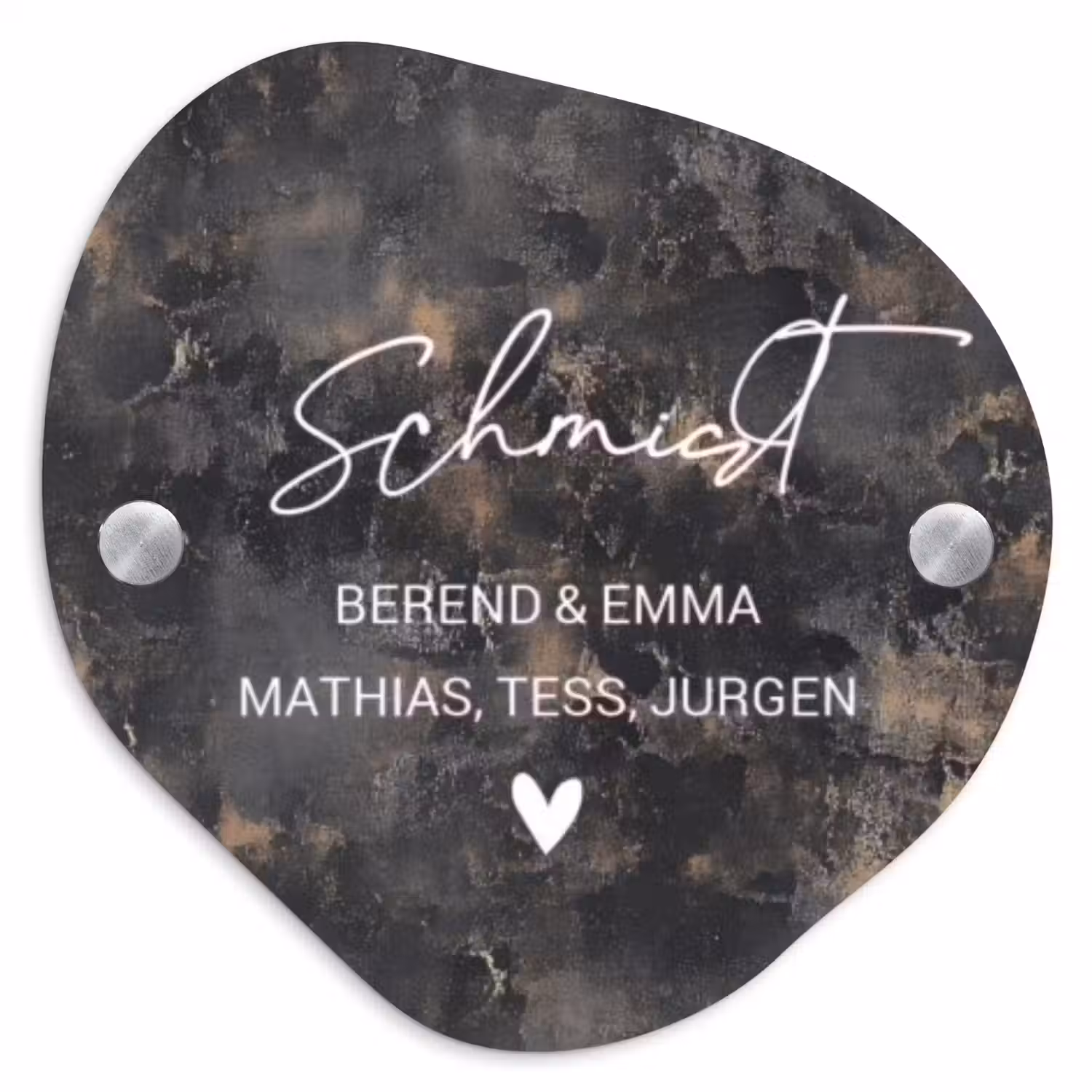 Verweerd metaal - Sierlijk Naambord Organisch middel -3d