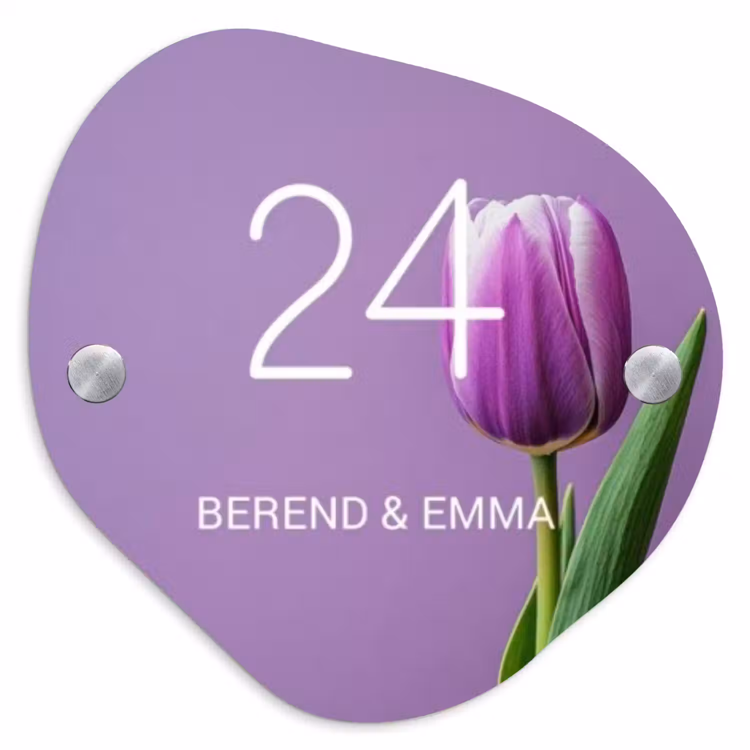 Paarse tulp - Klassiek Naambord Organisch middel -3d
