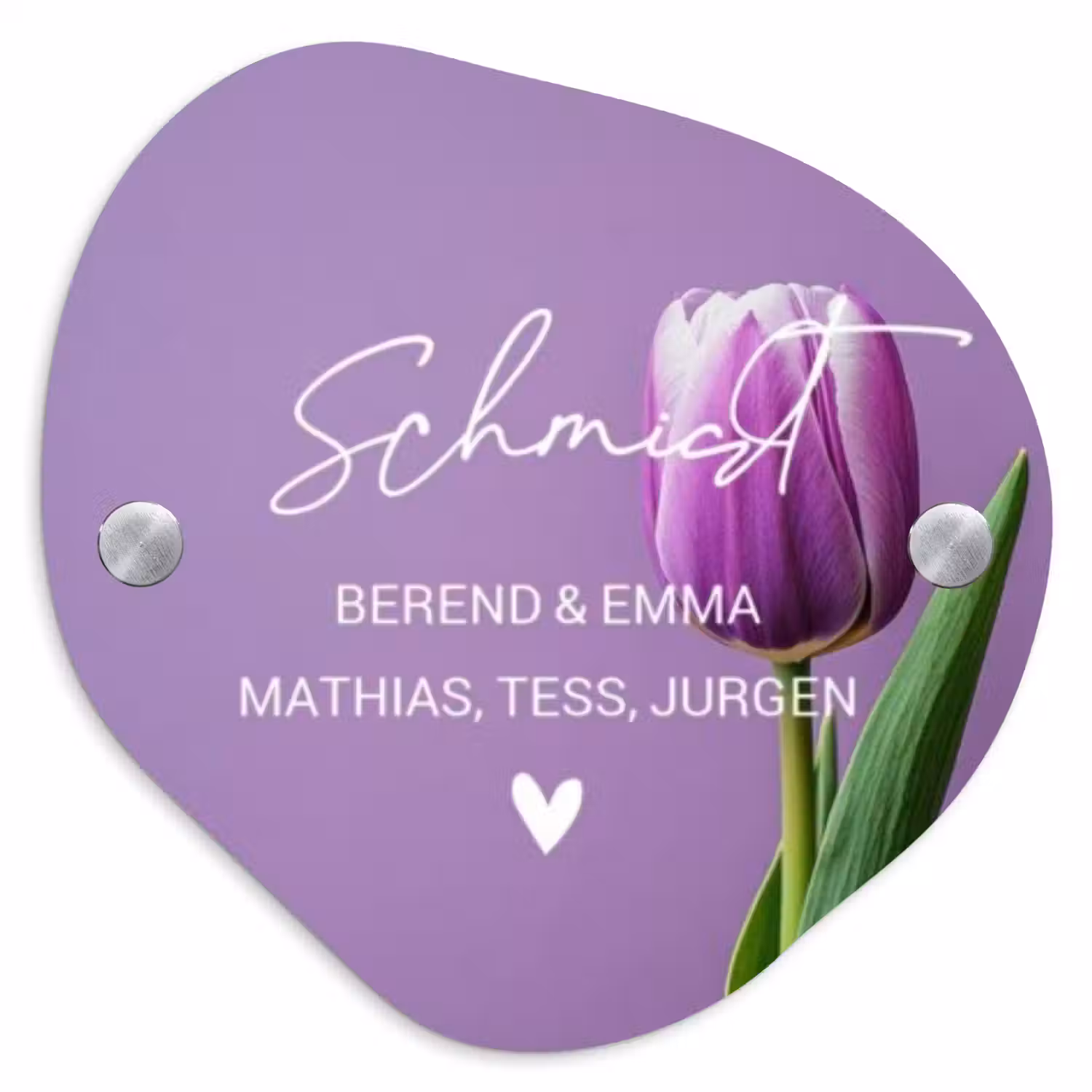 Paarse tulp - Sierlijk Naambord Organisch middel -3d
