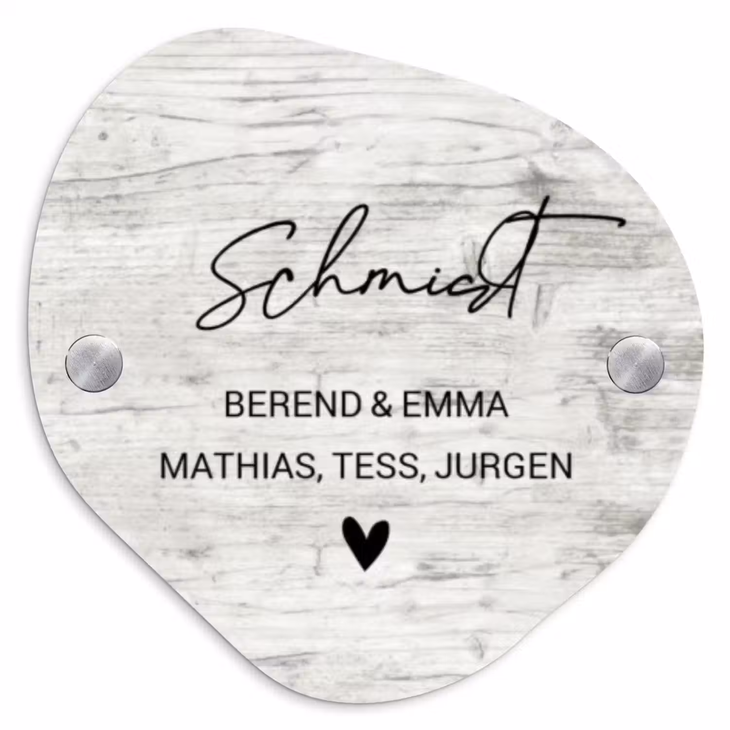 Witgrijs hout - Sierlijk Naambord Organisch middel -3d