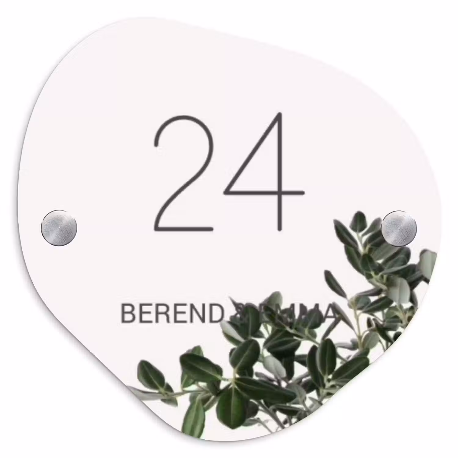 Wit met bladeren - Klassiek Naambord Organisch middel -3d