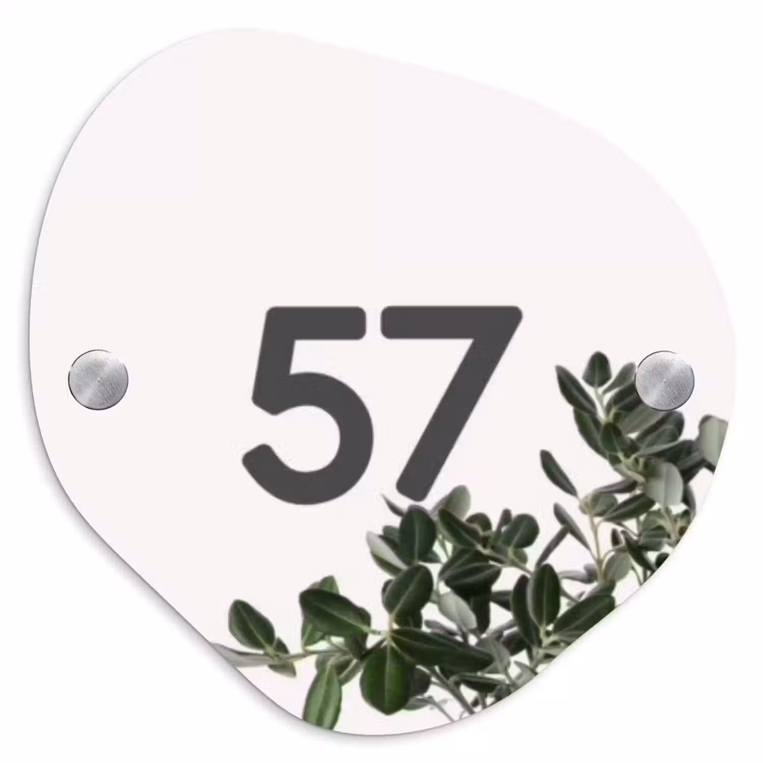 Wit met bladeren - Traditioneel Naambord Organisch middel -3d