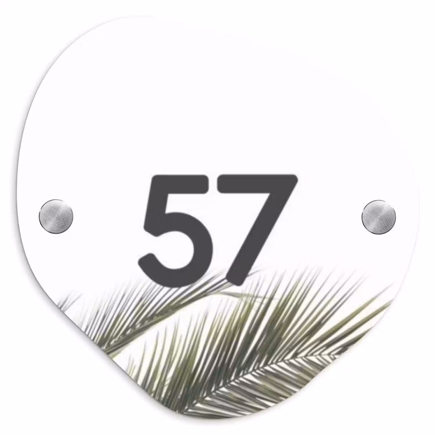 Wit met palmblad - Traditioneel Naambord Organisch middel -3d