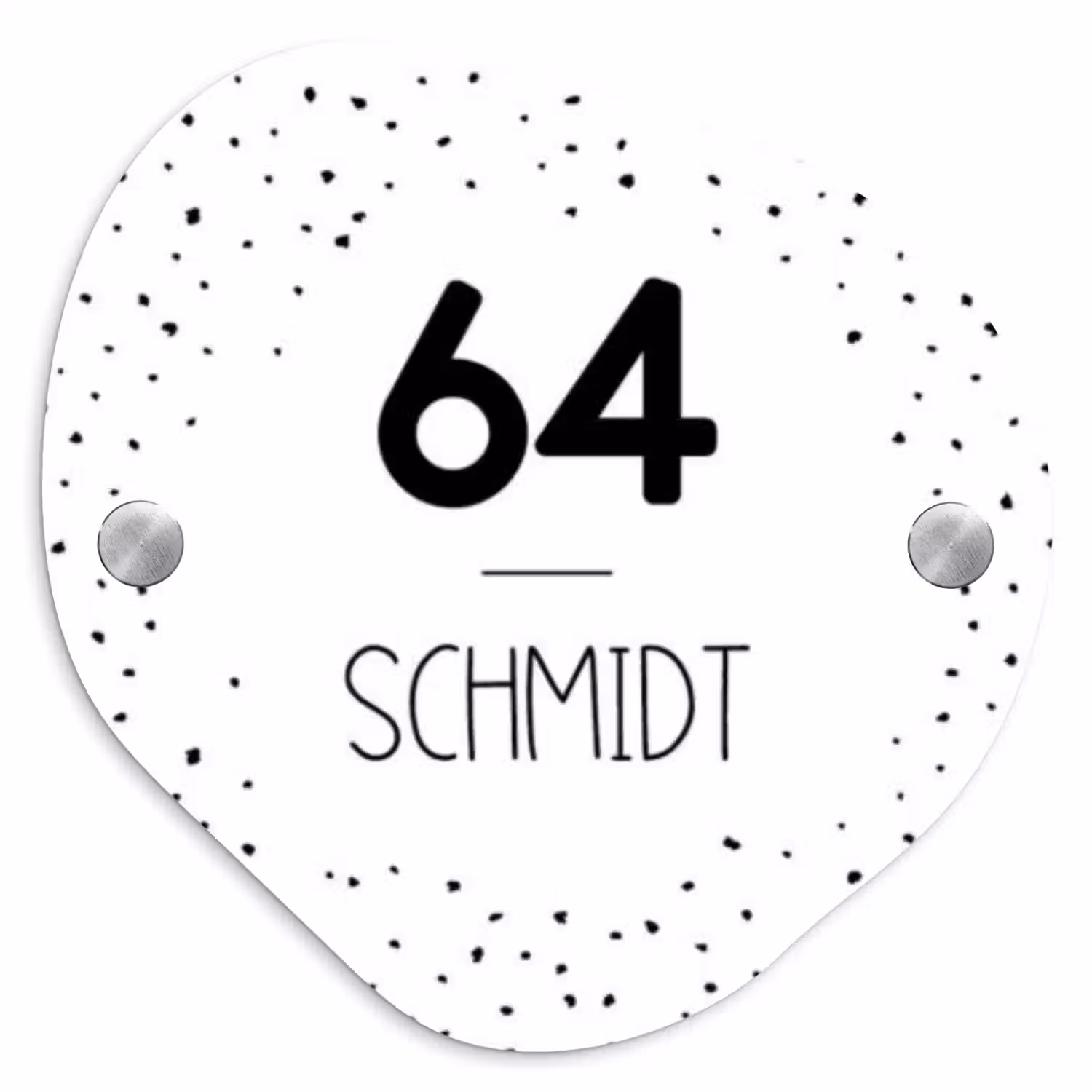 Wit met stippen - Modern Naambord Organisch middel -3d