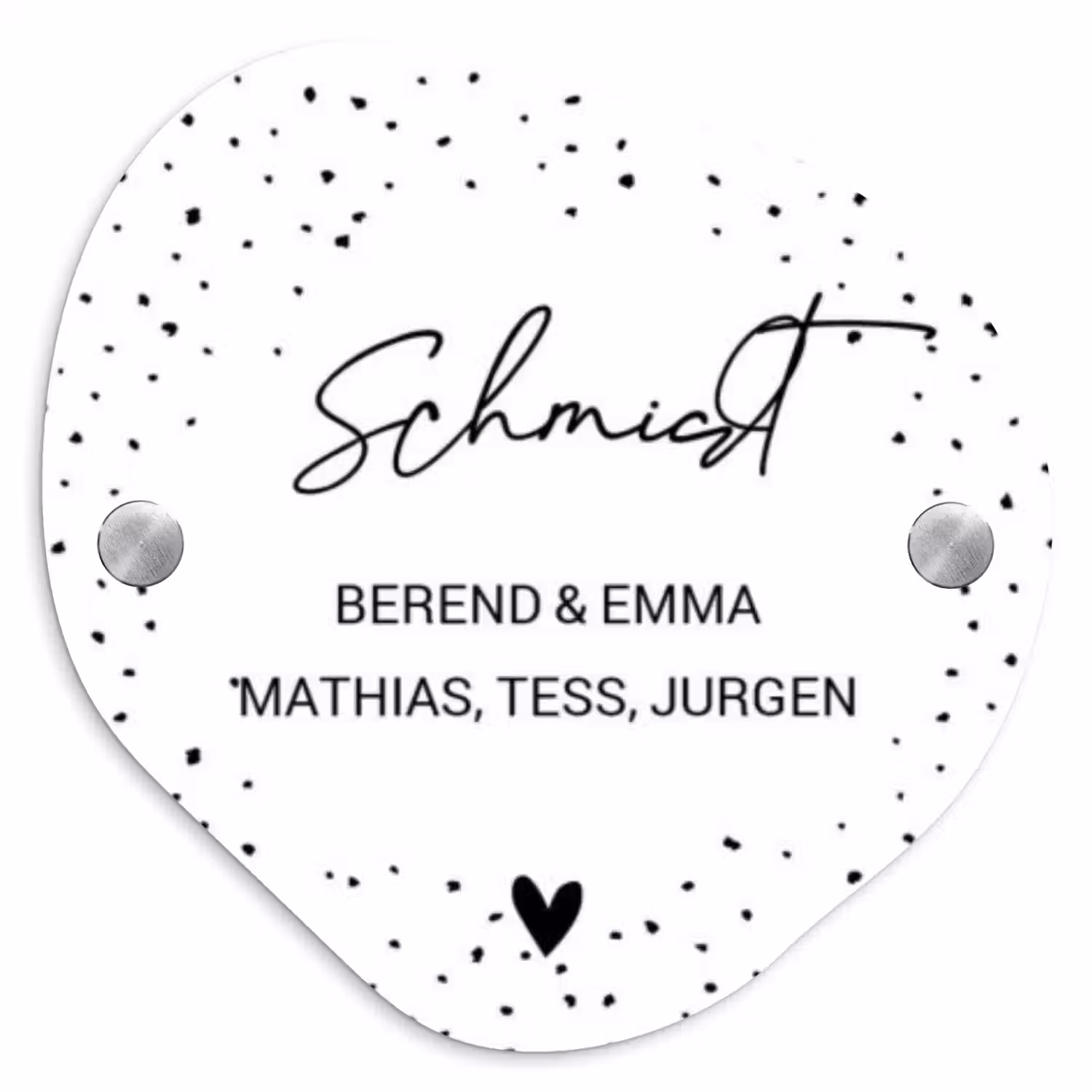 Wit met stippen - Sierlijk Naambord Organisch middel -3d