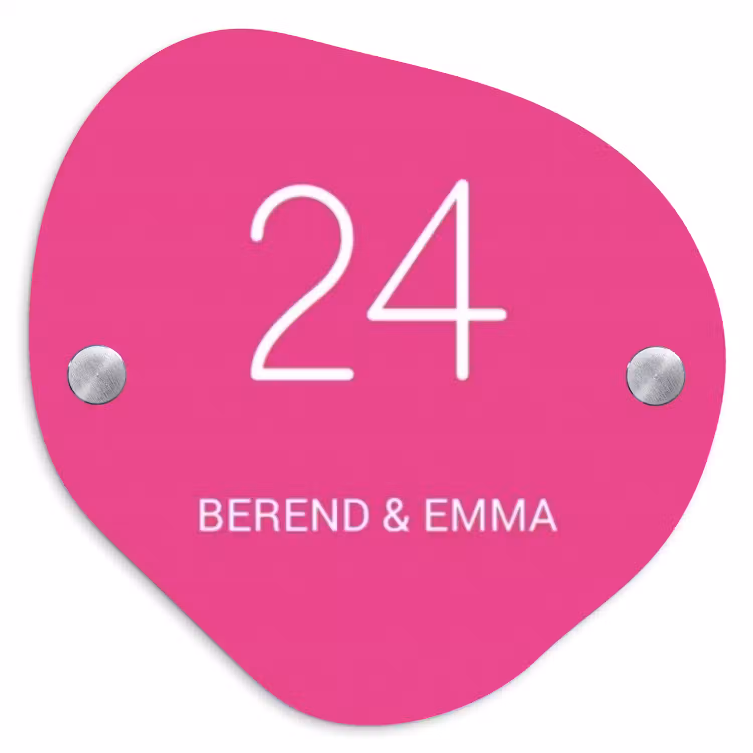 Weiße Herzchen in den Ecken - Modern Naambord Organisch middel -3d