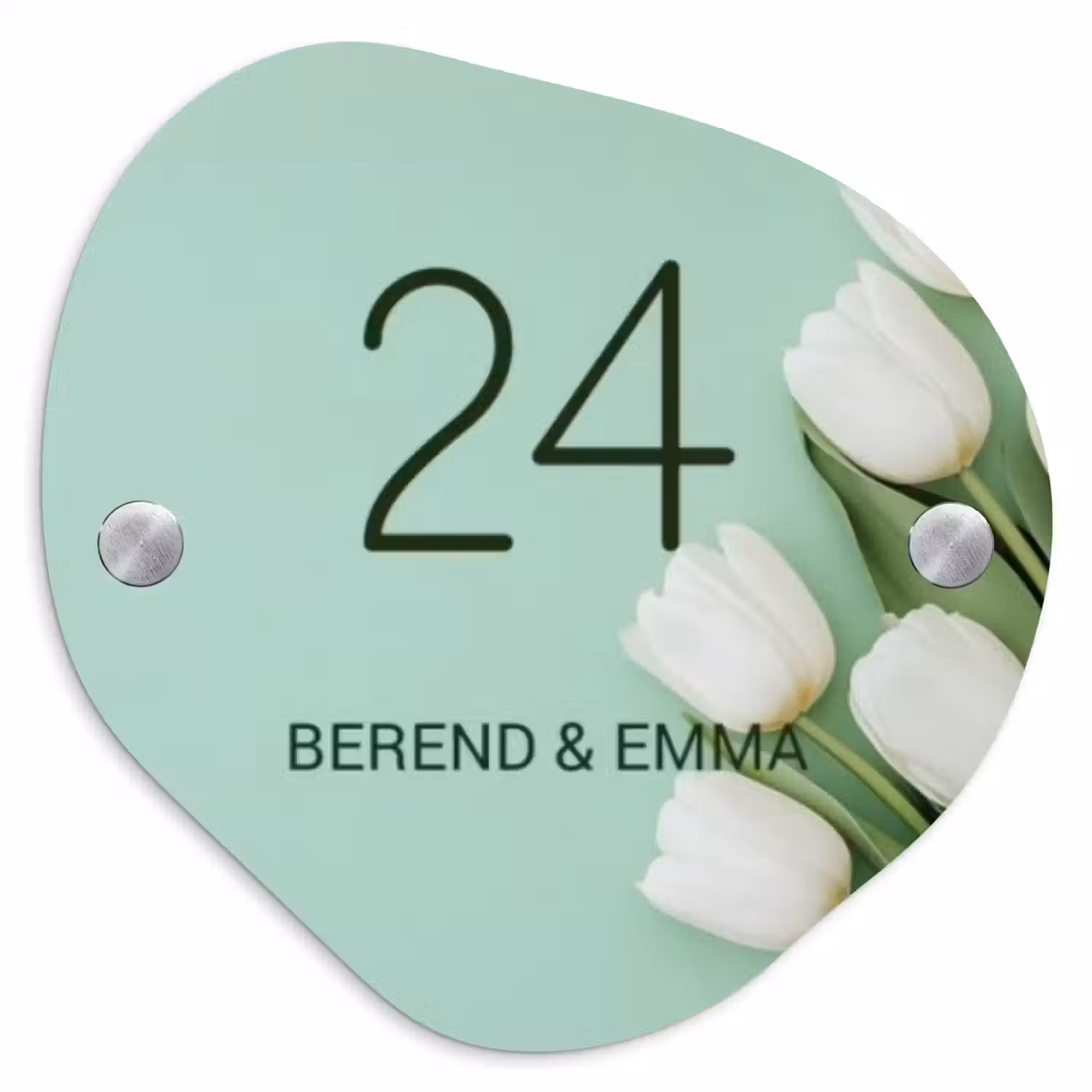 Witte tulpen - Klassiek Naambord Organisch middel -3d