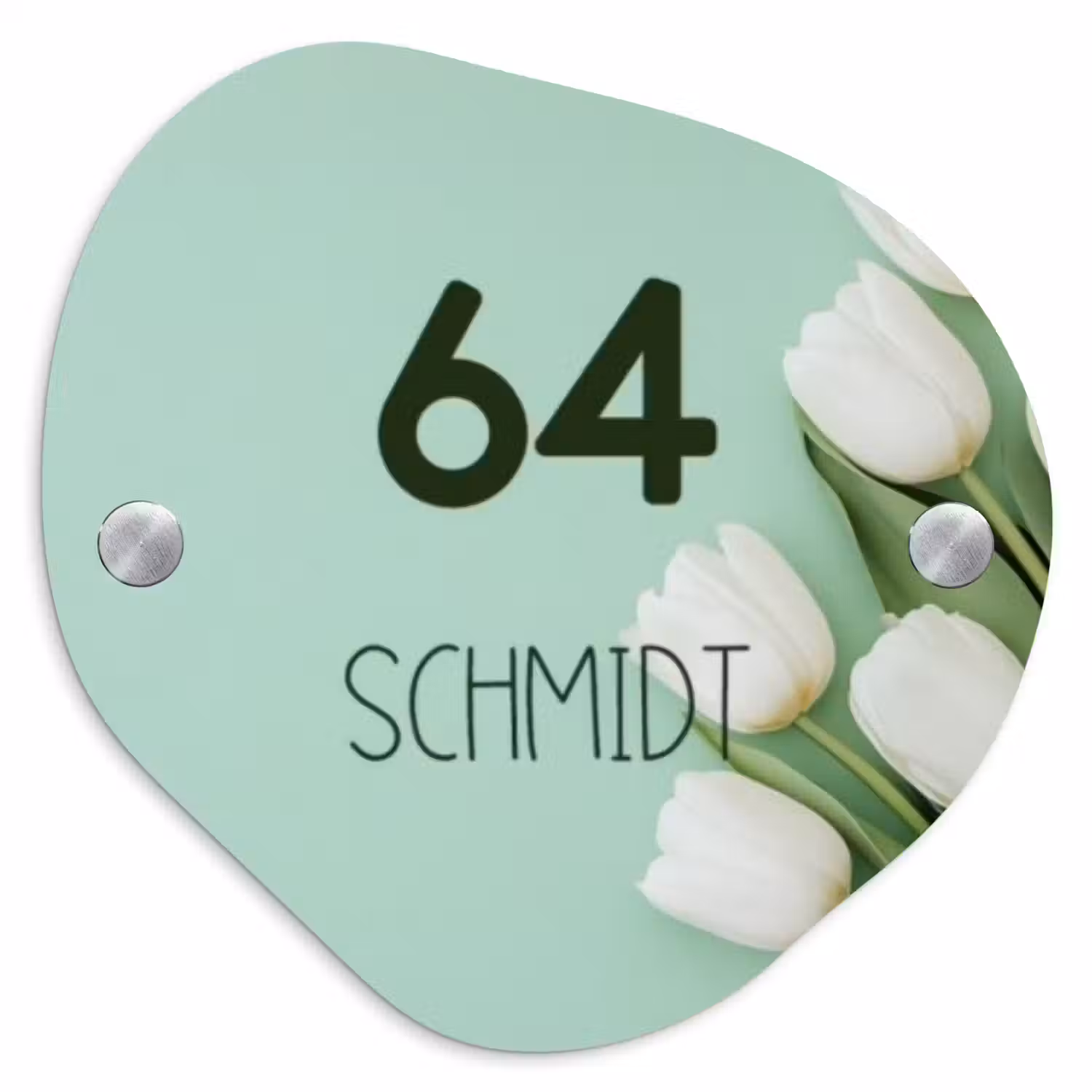 Witte tulpen - Modern Naambord Organisch middel -3d