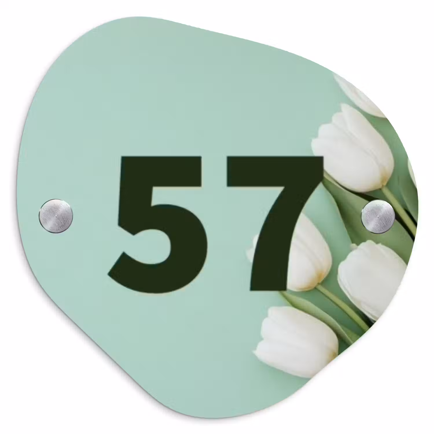 Witte tulpen - Traditioneel Naambord Organisch middel -3d