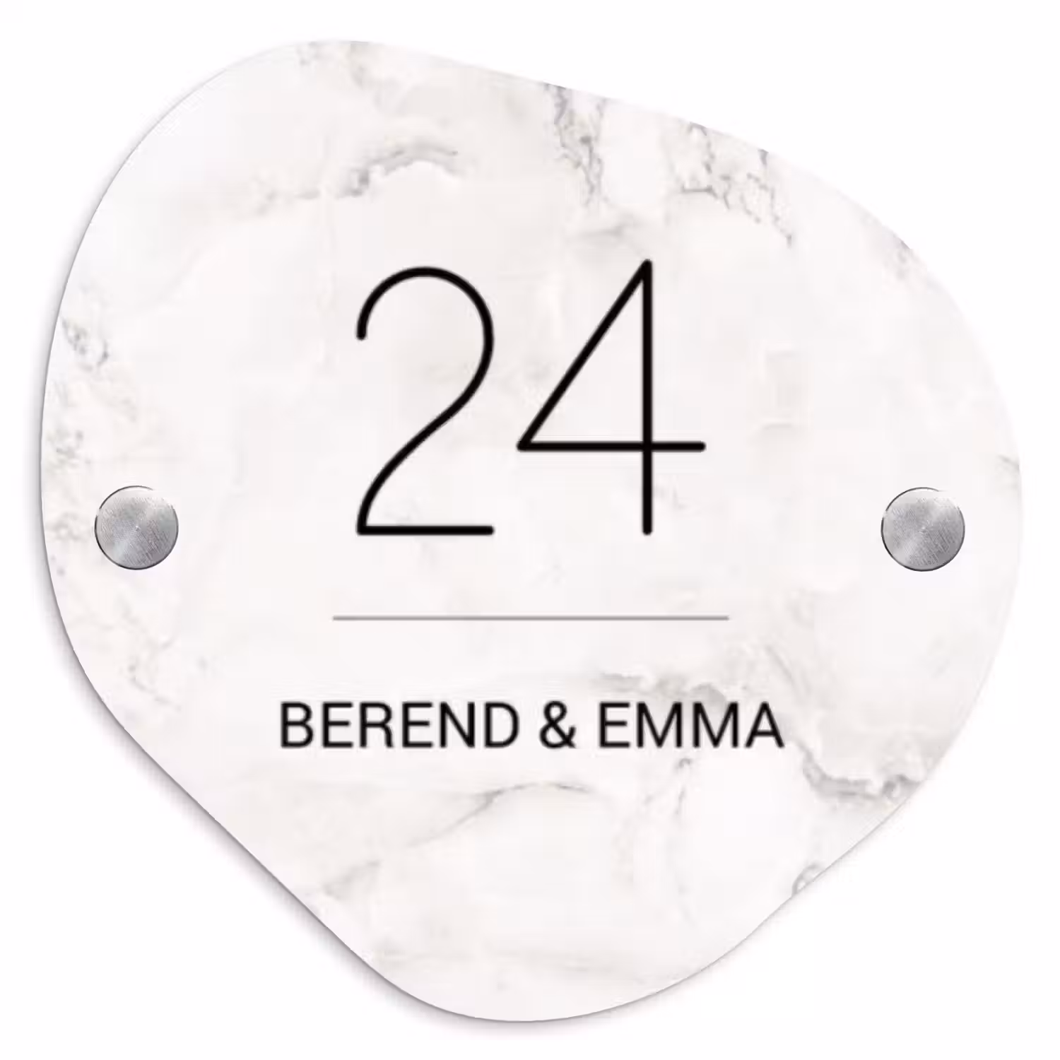 Wit marmer - Klassiek Naambord Organisch middel -3d