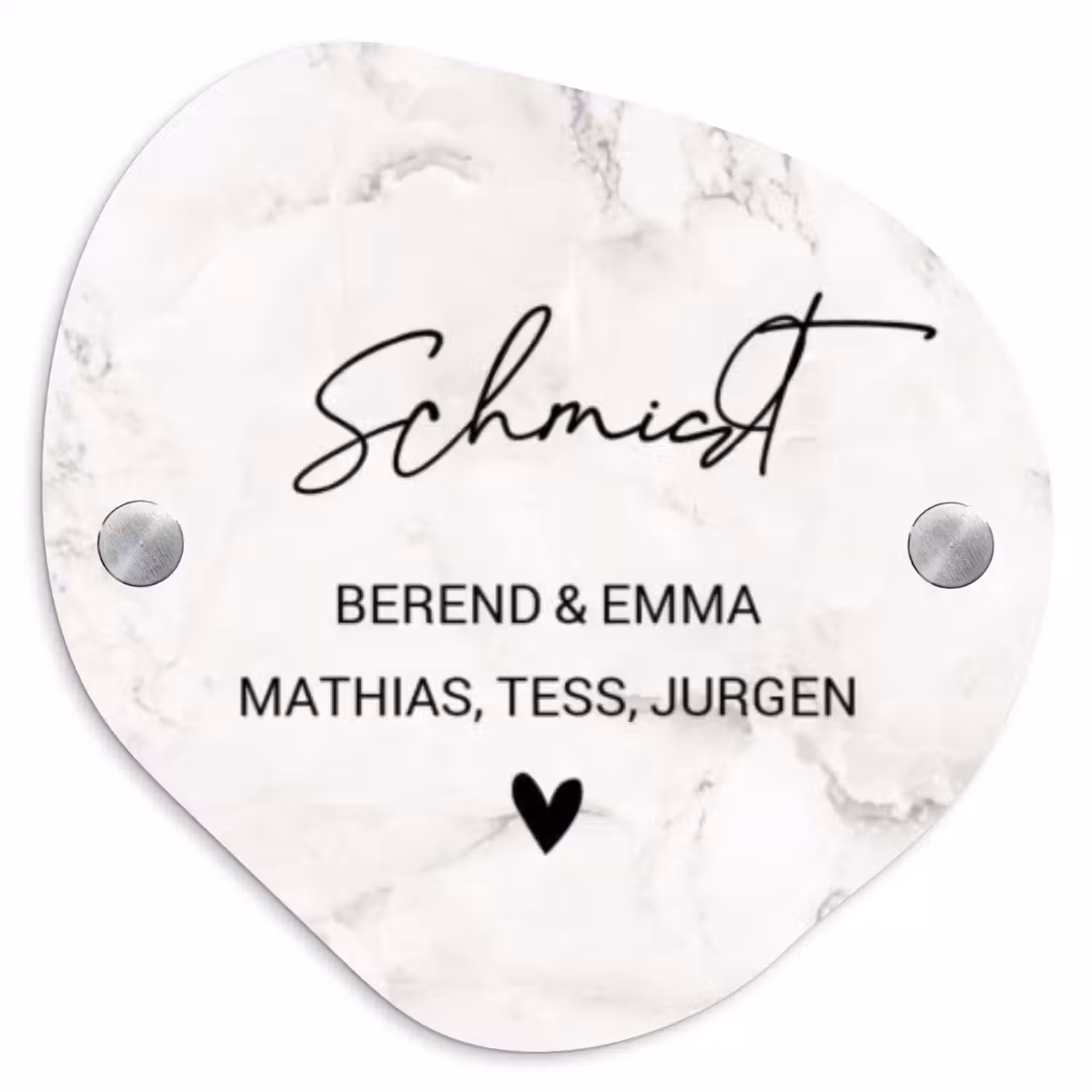 Wit marmer - Sierlijk Naambord Organisch middel -3d
