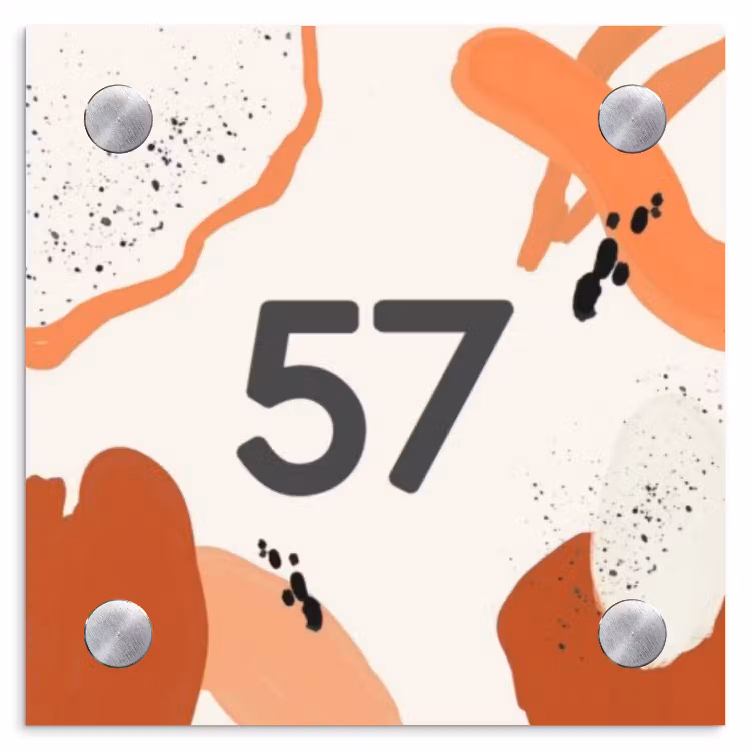 Abstract oranje - Traditioneel Naambord Vierkant klein -3d