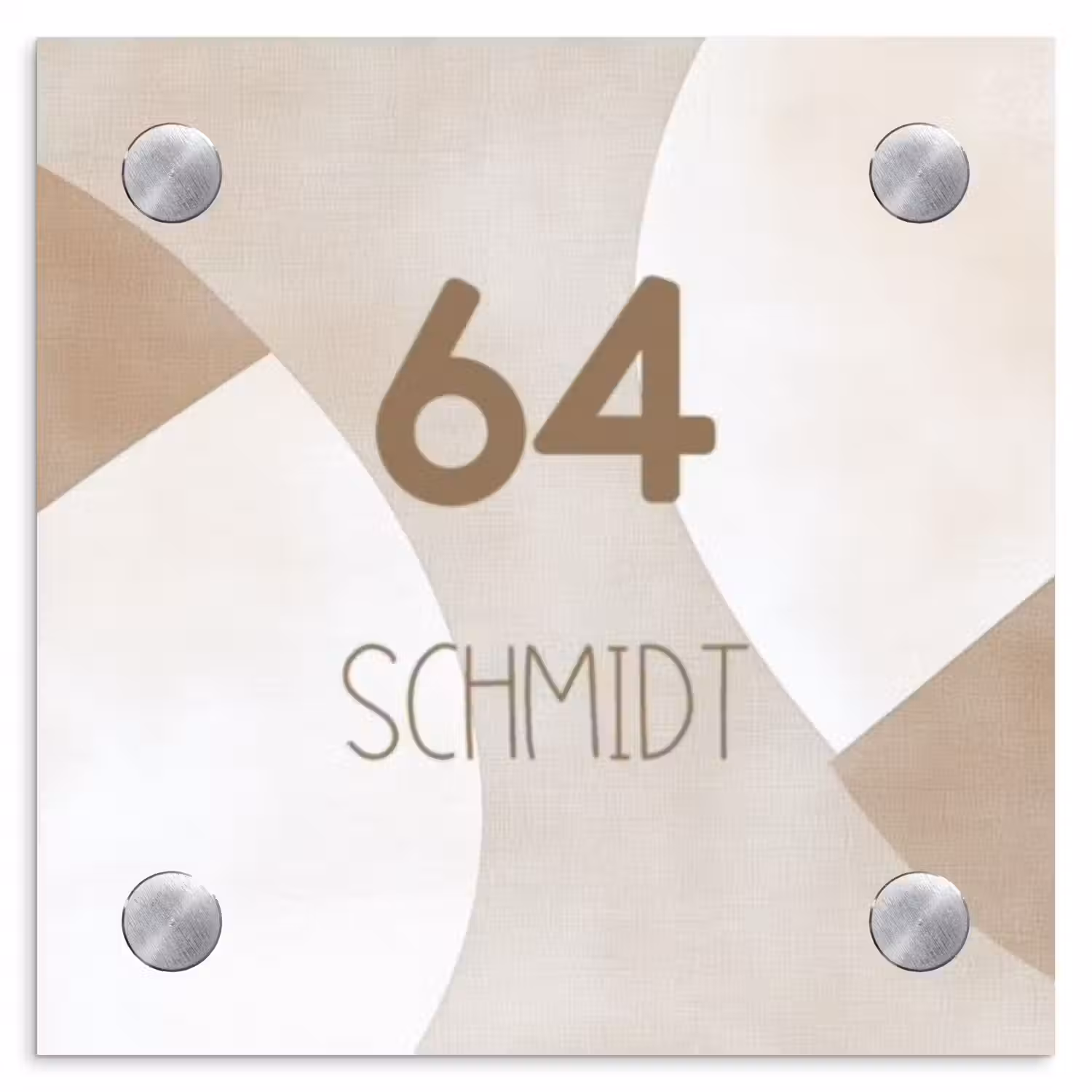 Abstract beige - Modern Naambord Vierkant klein -3d