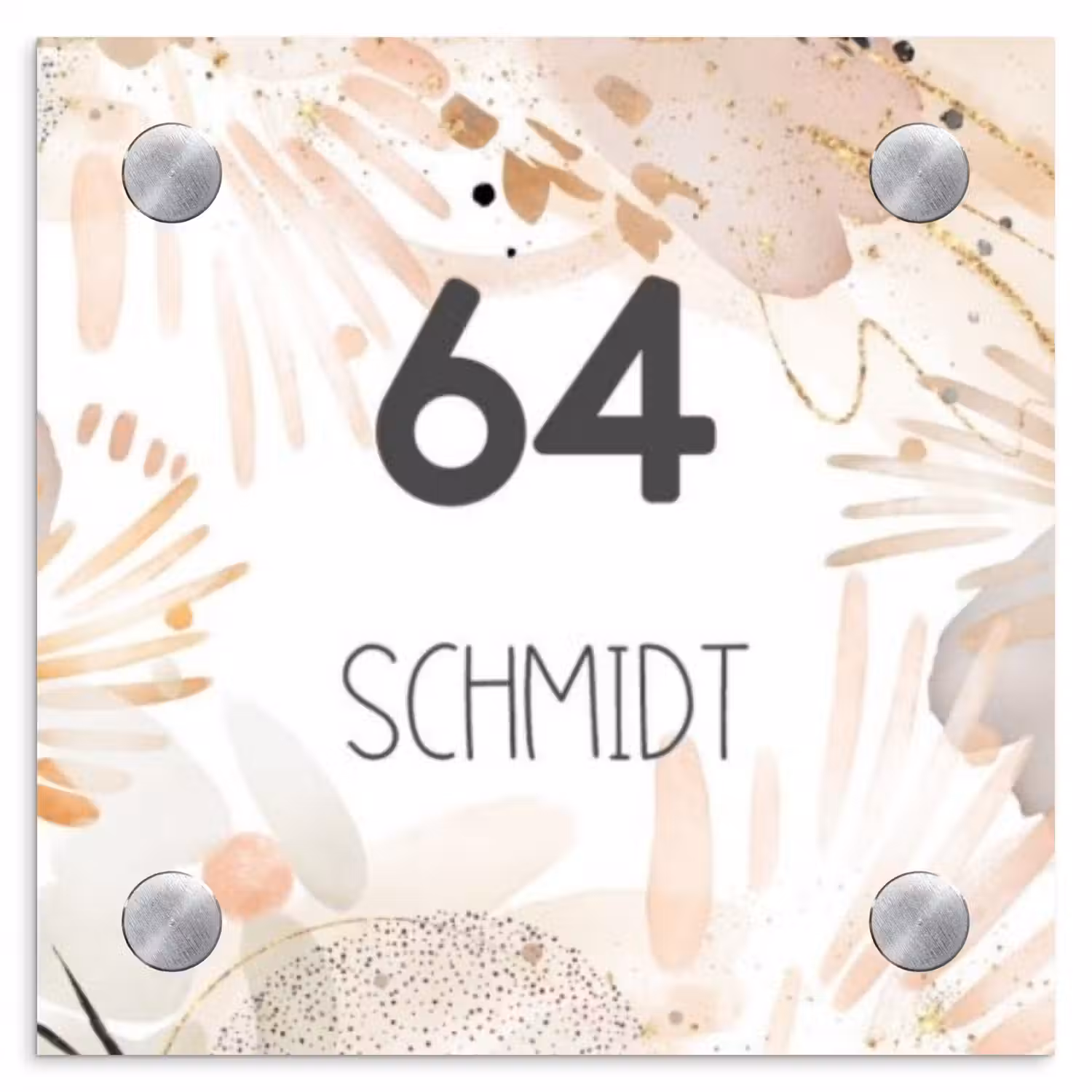 Abstract beige - Modern Naambord Vierkant klein -3d