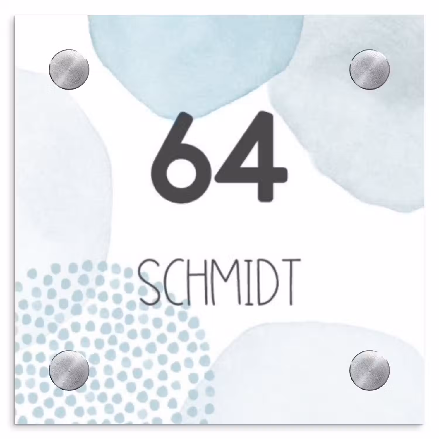 Abstract blauw - Modern Naambord Vierkant klein -3d