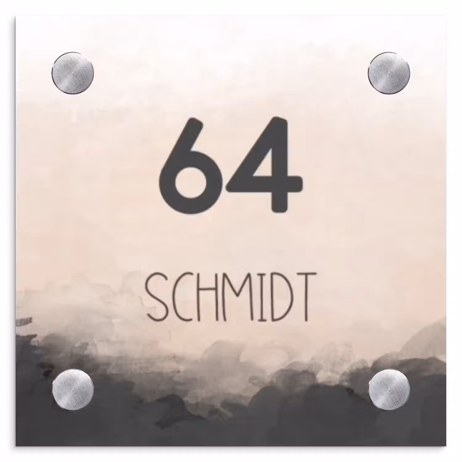 Aquarel - Beige - Modern Naambord Vierkant klein -3d